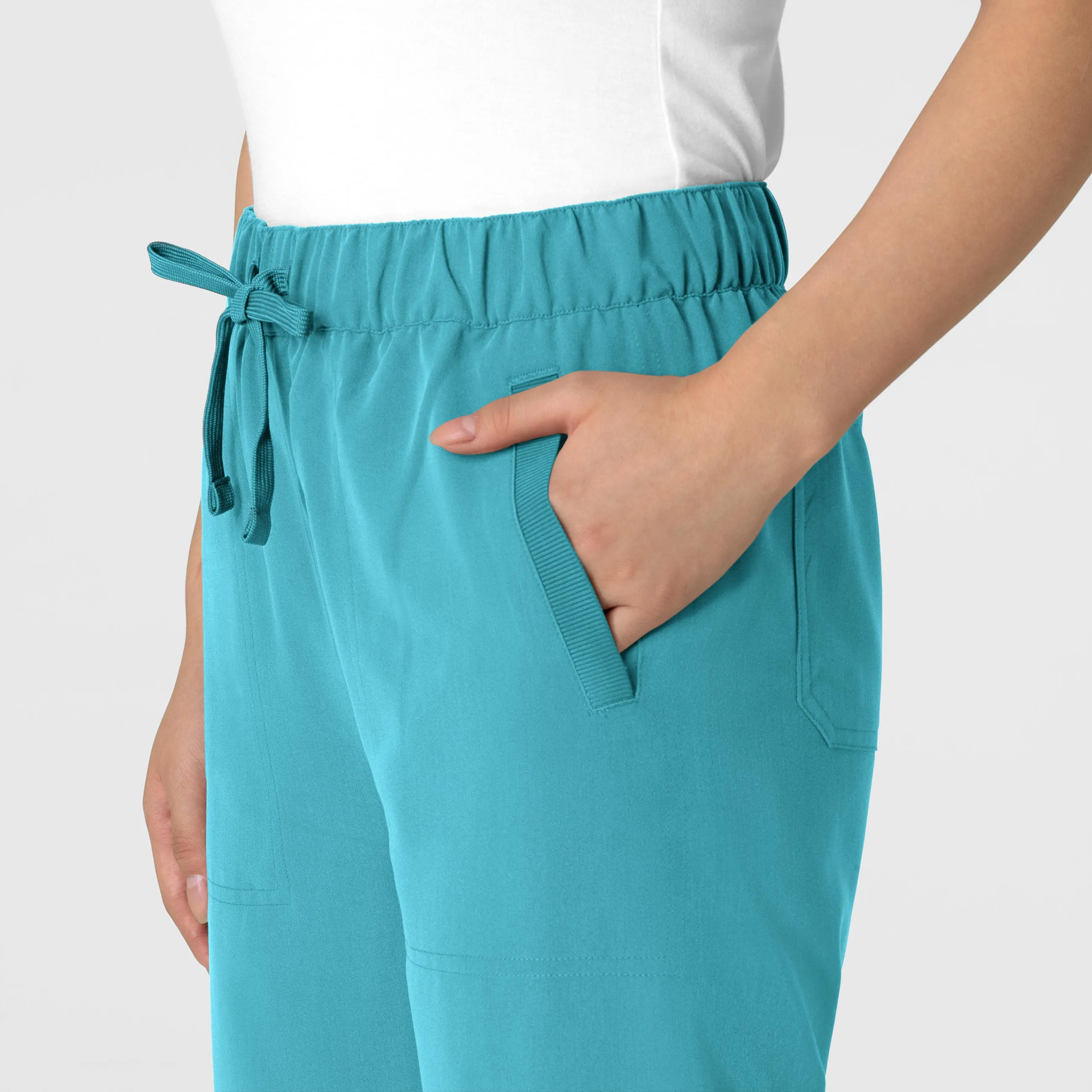 Nova Women's Stovepipe High-Low Hem Scrub Pant - Teal Blue