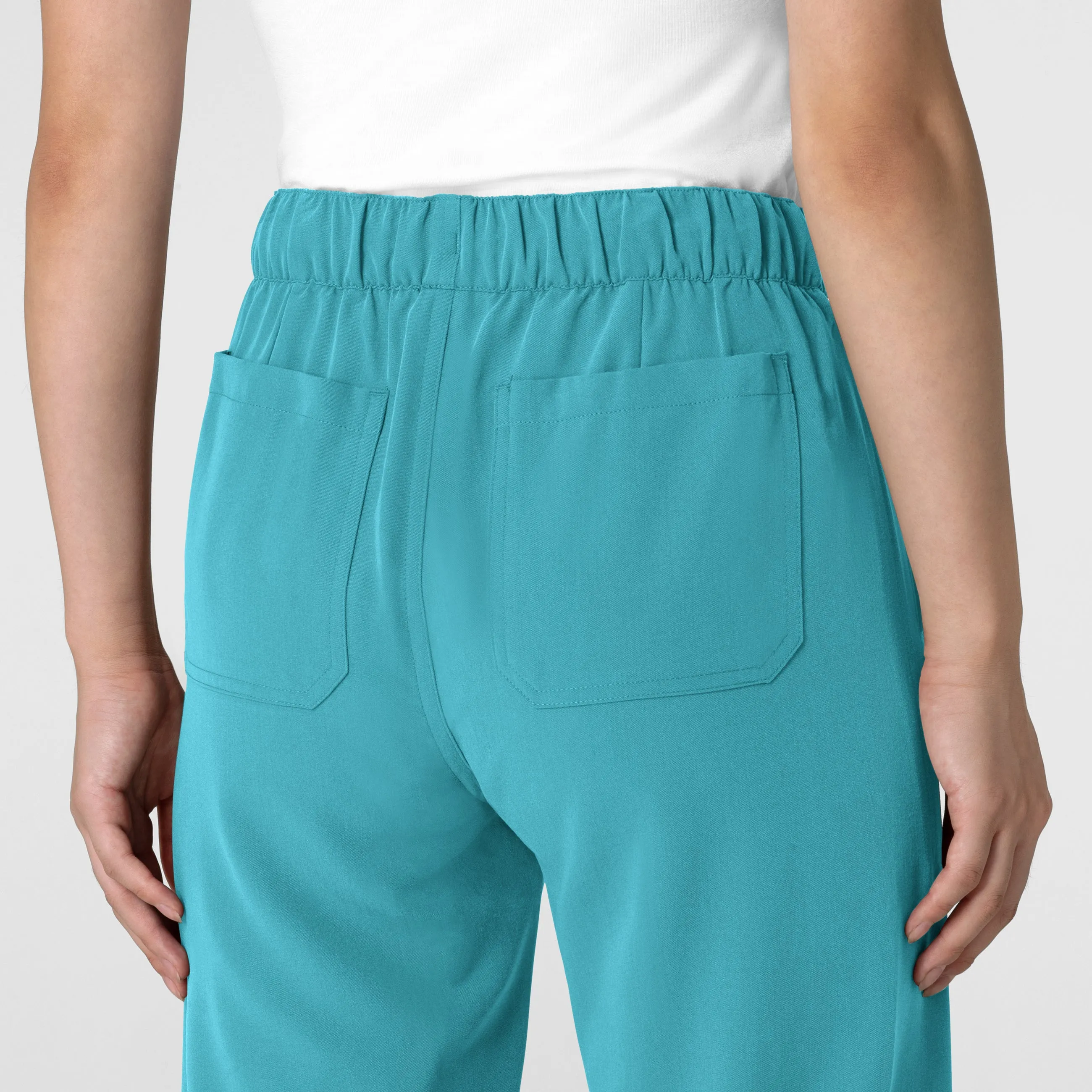 Nova Women's Stovepipe High-Low Hem Scrub Pant - Teal Blue