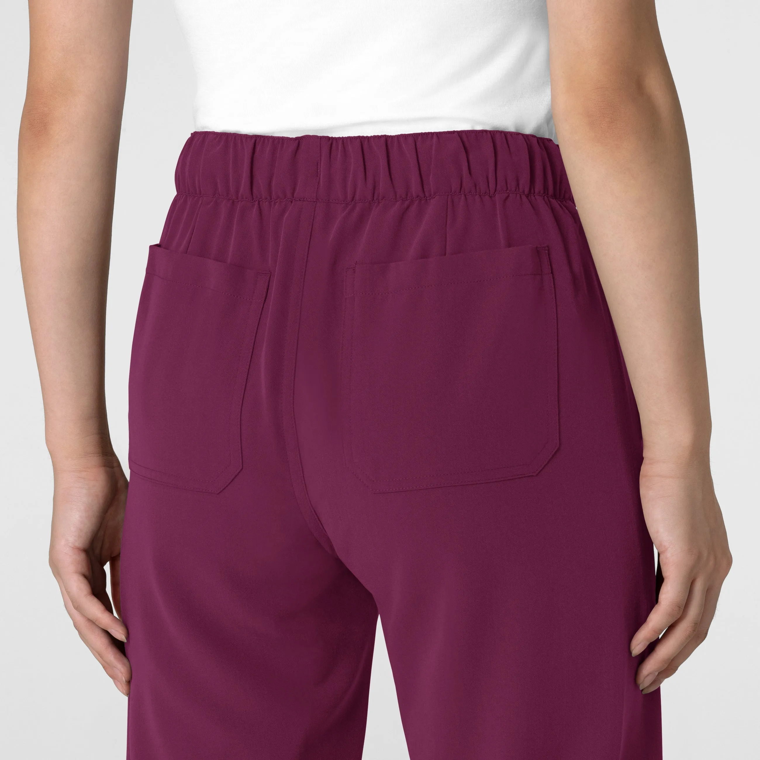 Nova Women's Stovepipe High-Low Hem Scrub Pant - Wine