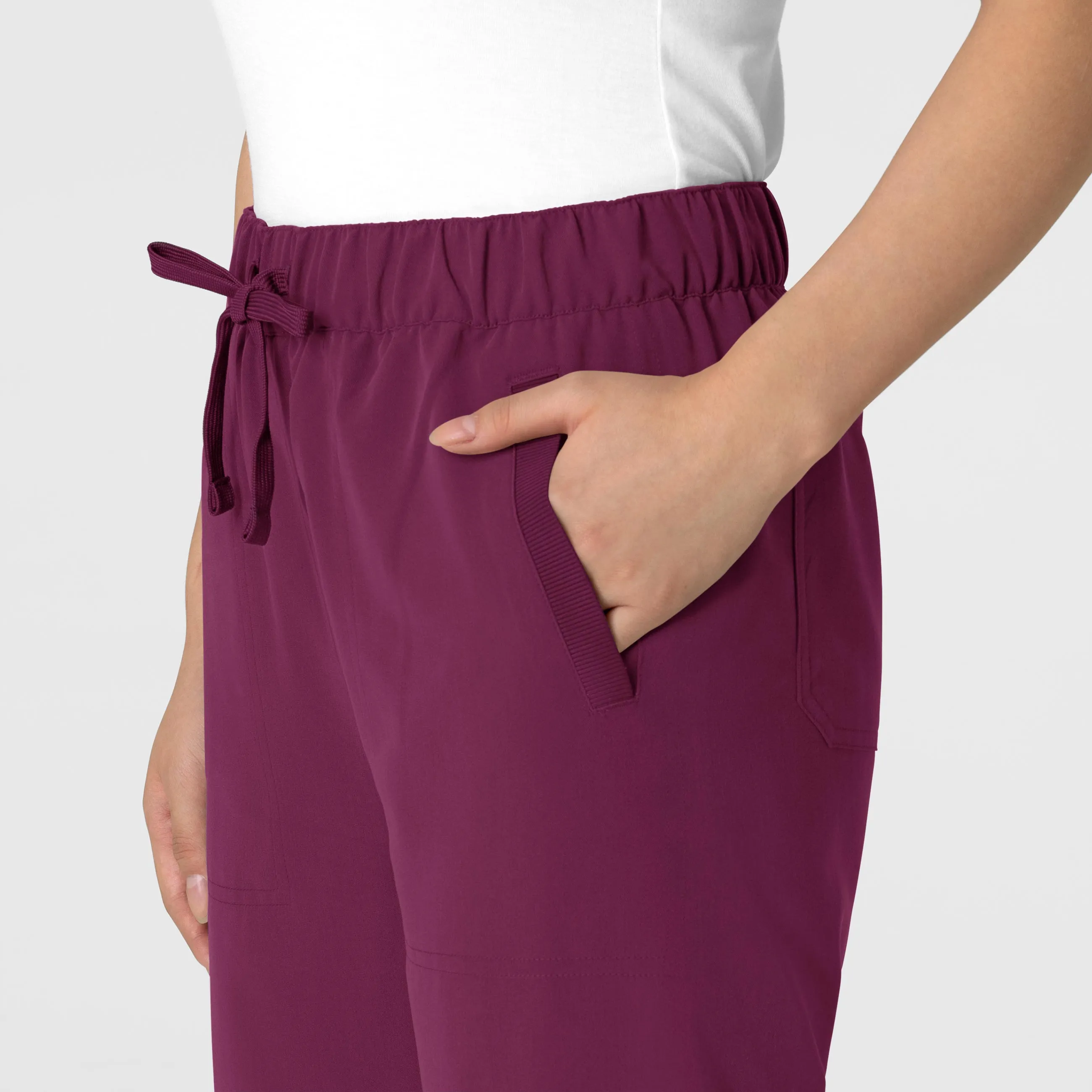 Nova Women's Stovepipe High-Low Hem Scrub Pant - Wine