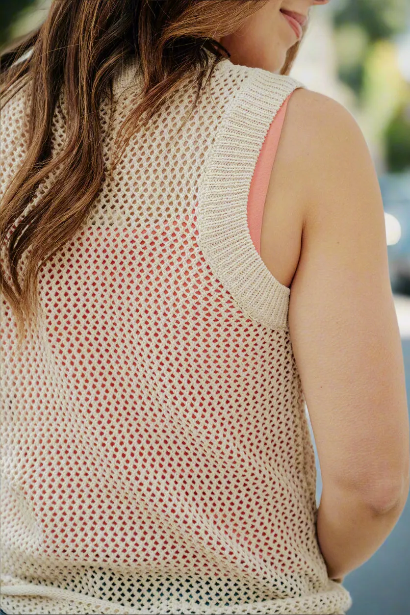 Open Knit Solid Trim Tank