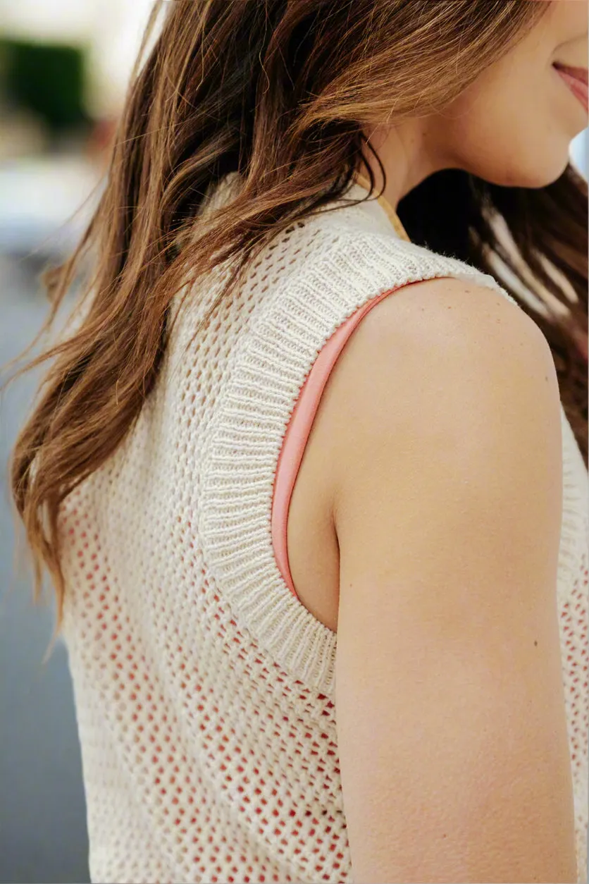 Open Knit Solid Trim Tank