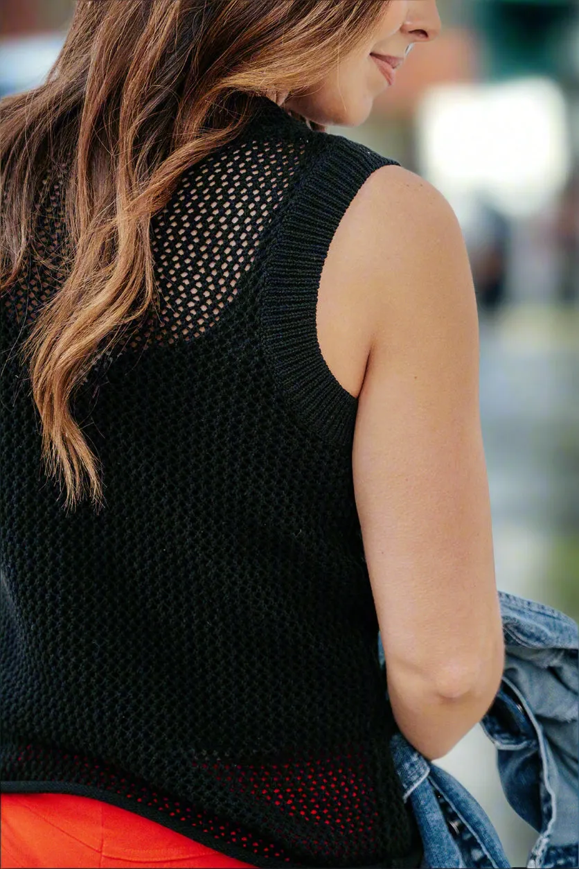 Open Knit Solid Trim Tank