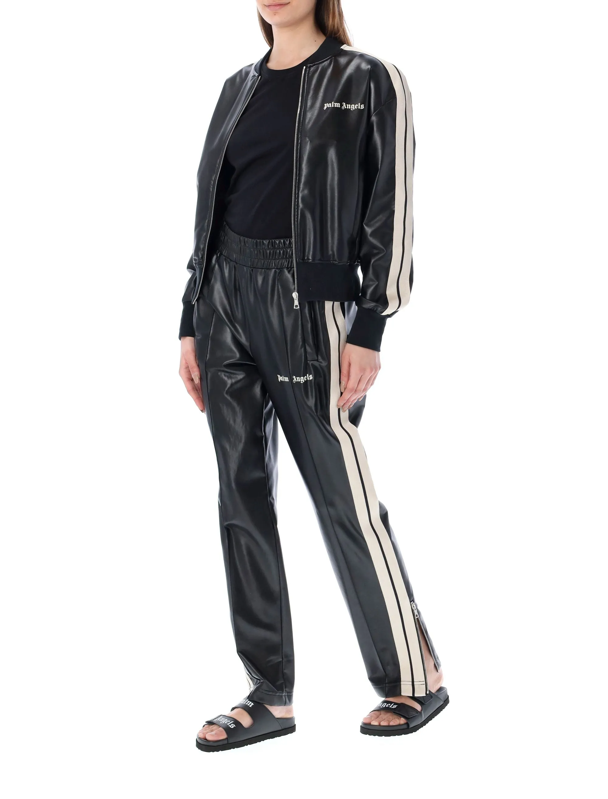 Palm Angels Logo Printed Side Striped Track Pants