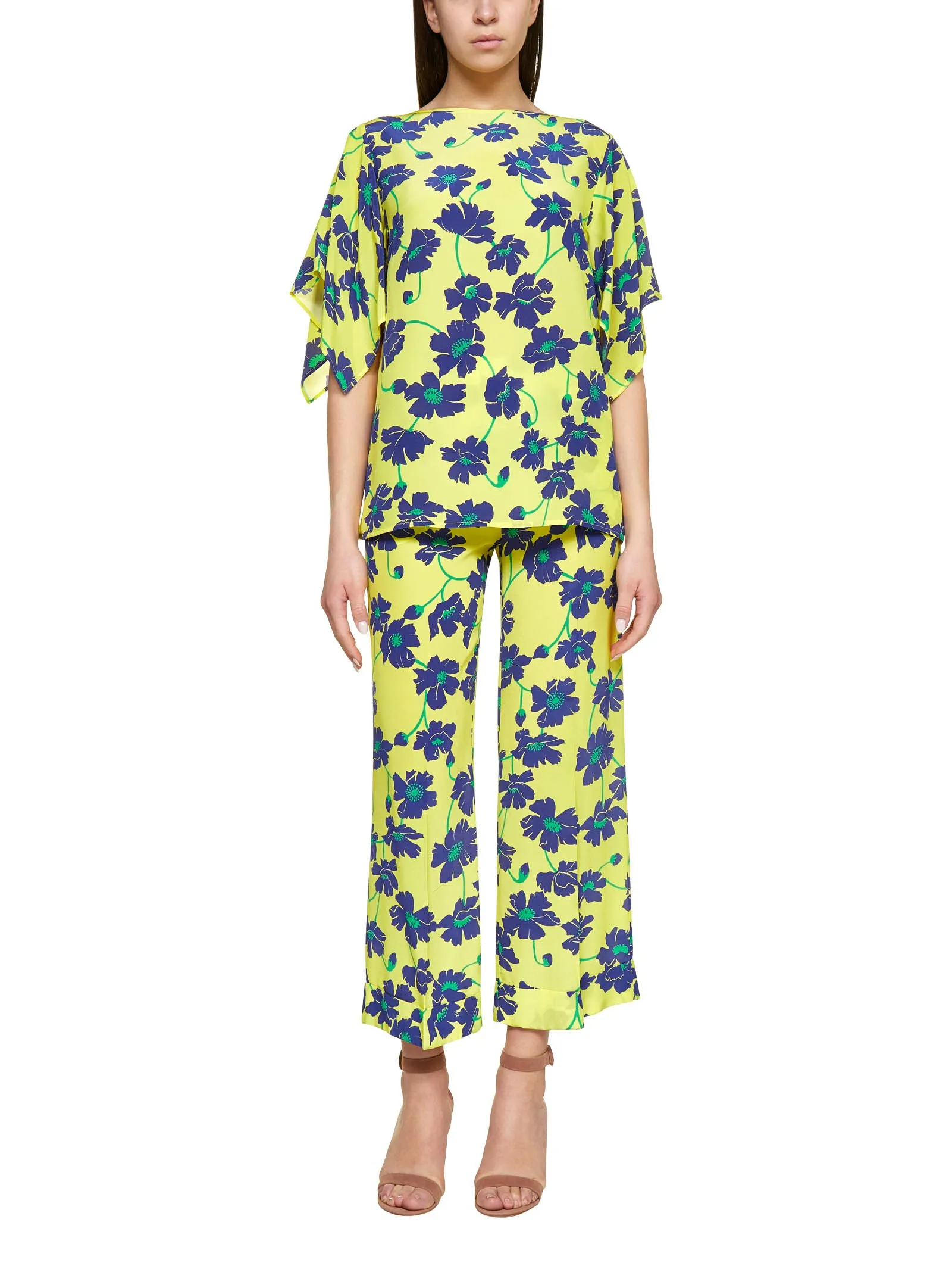 P.A.R.O.S.H. Floral Printed Cropped Trousers