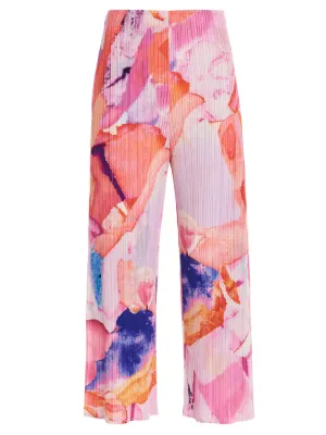 Pleats Please By Issey Miyake Petal Waltz Printed Cropped Pants