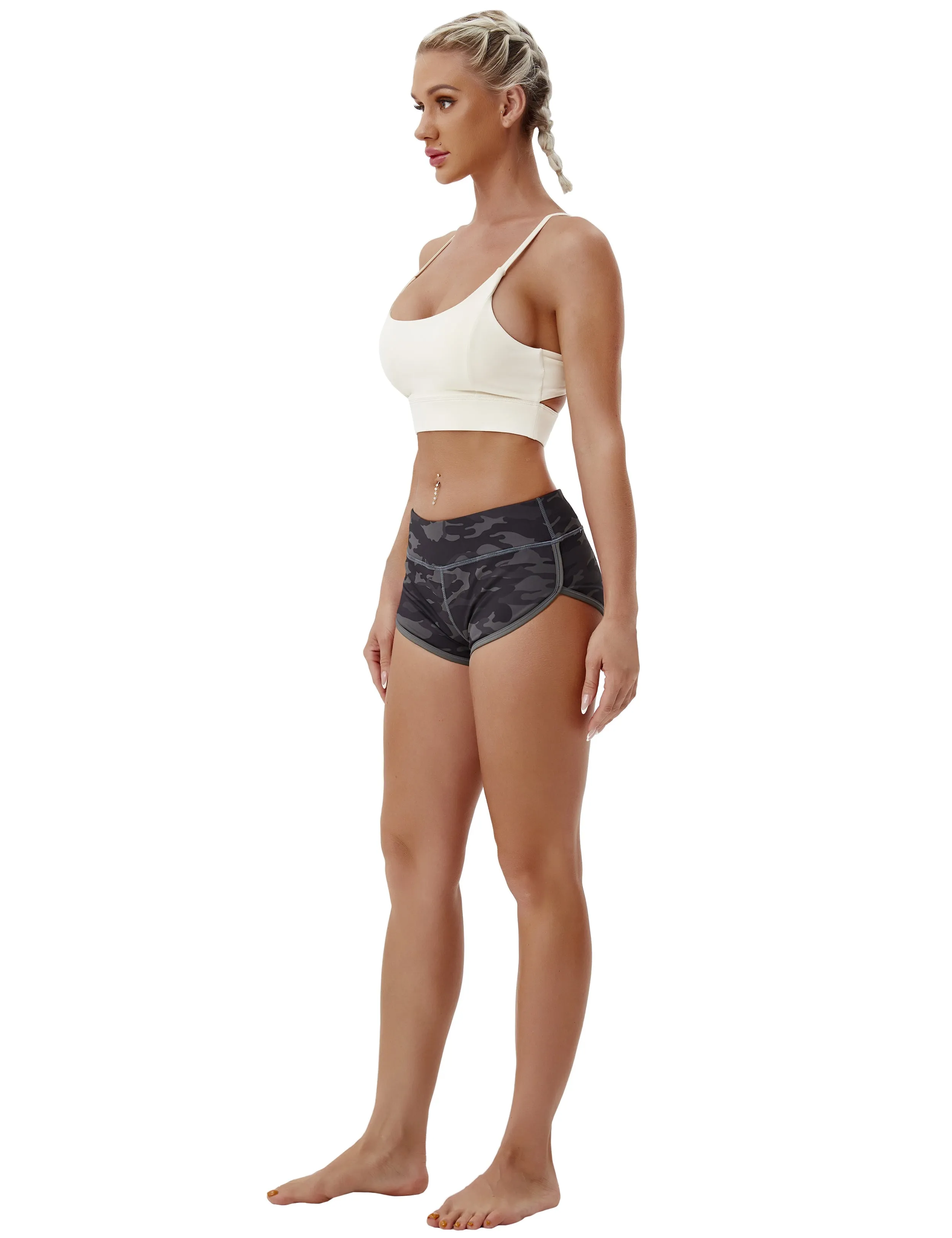 Printed Booty Gym Shorts dimgray camo_Gym