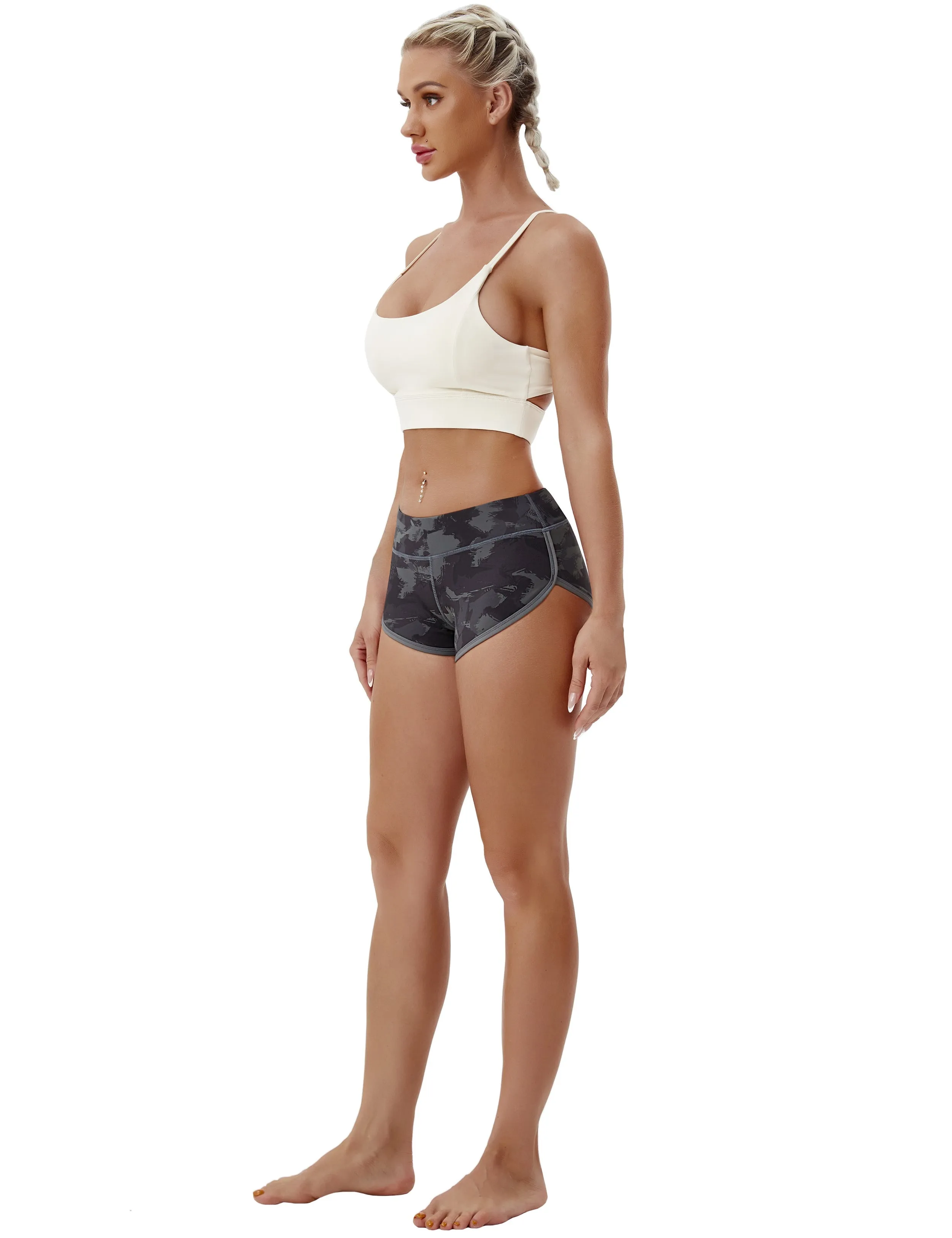 Printed Booty Tall Size Shorts dimgray brushcamo_Tall Size