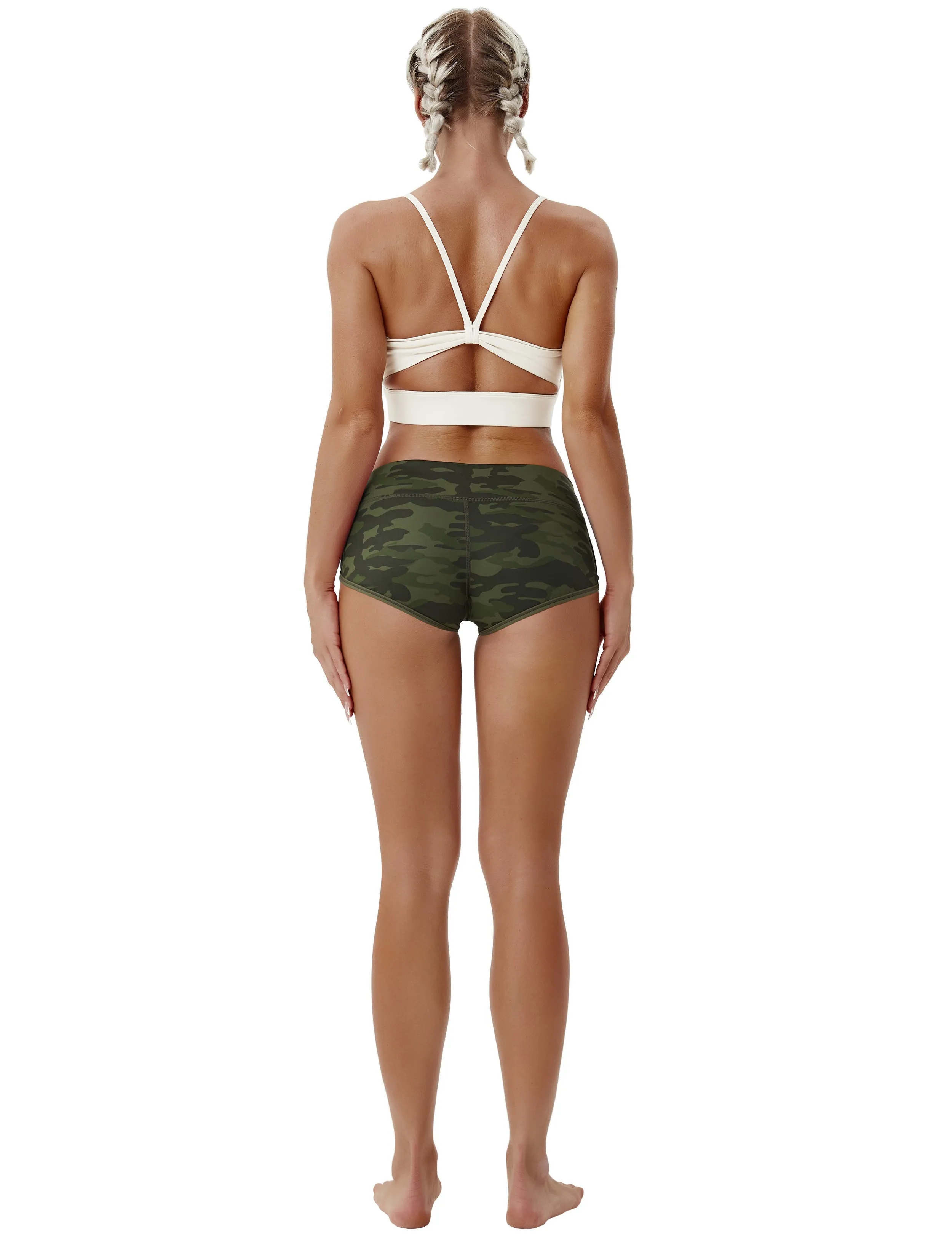 Printed Booty Tall Size Shorts green camo_Tall Size