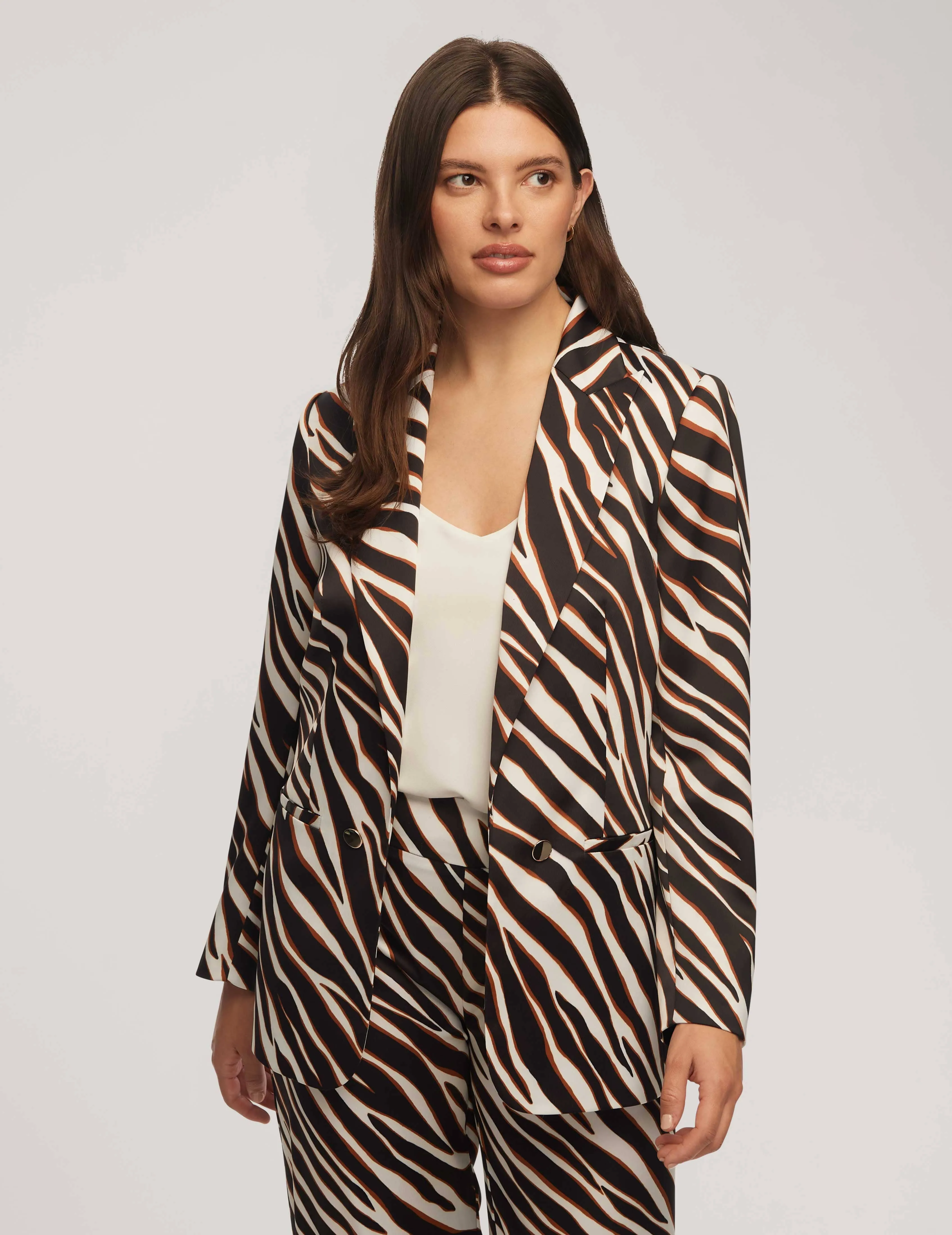 Printed Faux Double Breasted Jacket- Sale