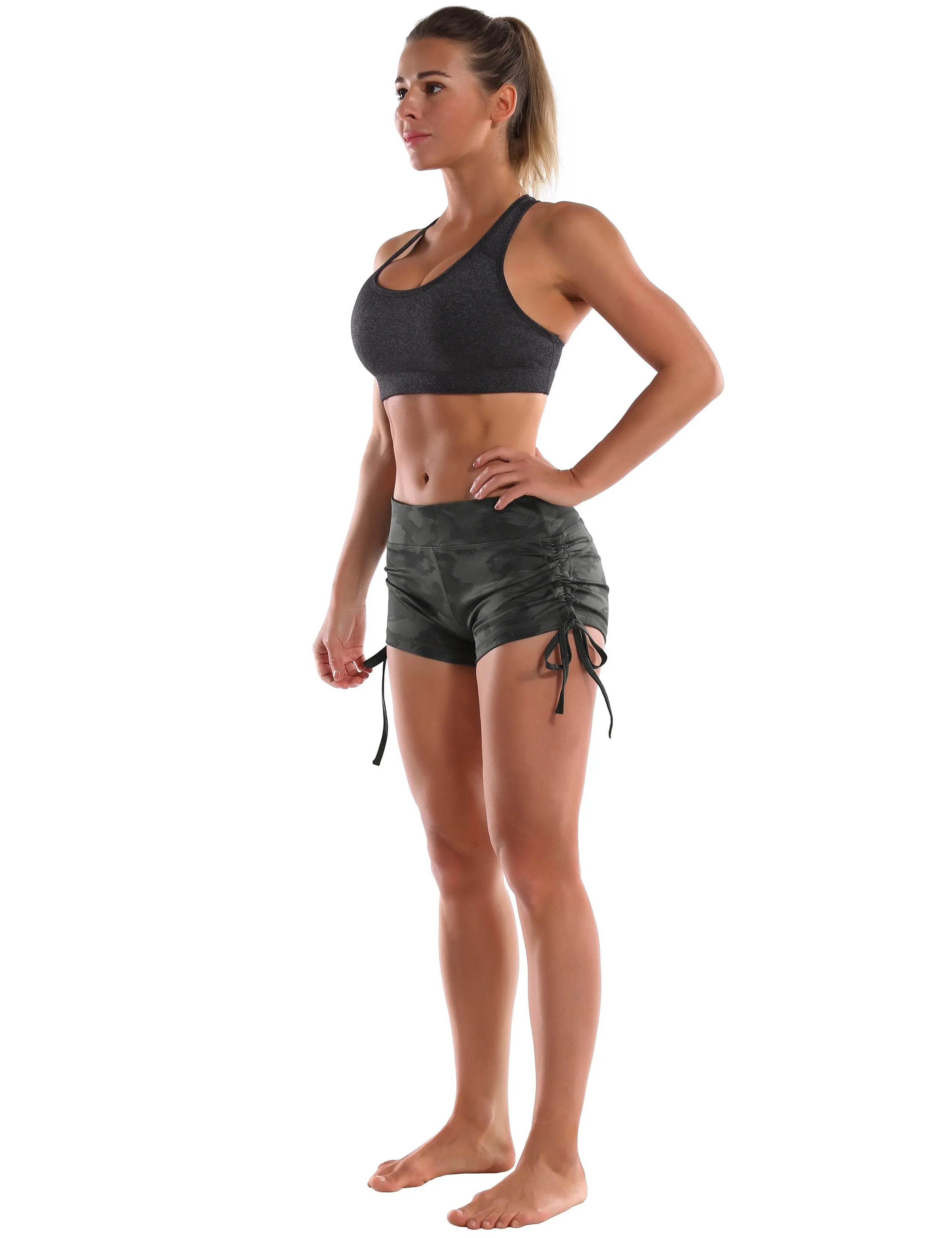 Printed Side Drawstring Hot Shorts dimgray brushcamo ins_Jogging