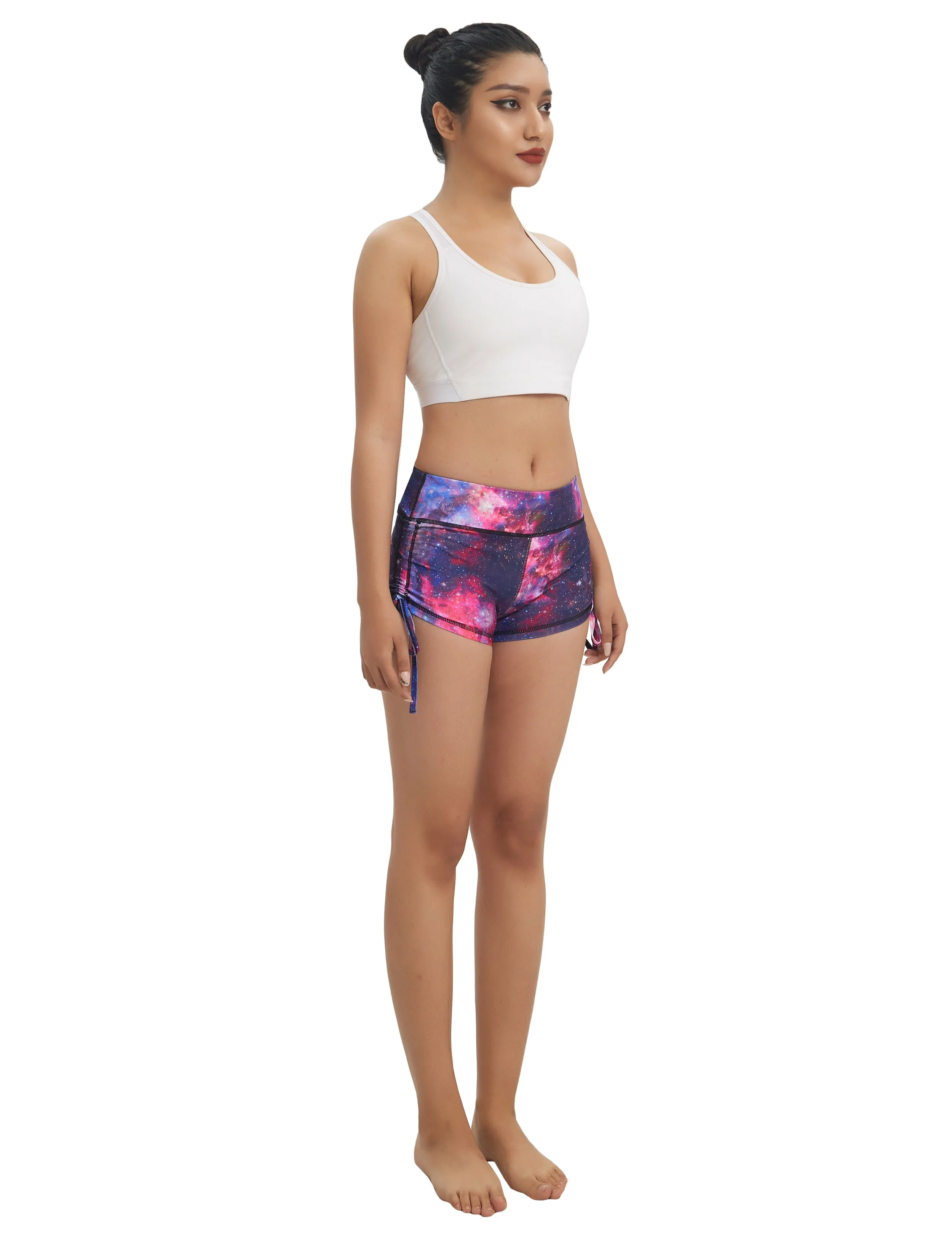 Printed Side Drawstring Hot Shorts galaxy_Plus Size