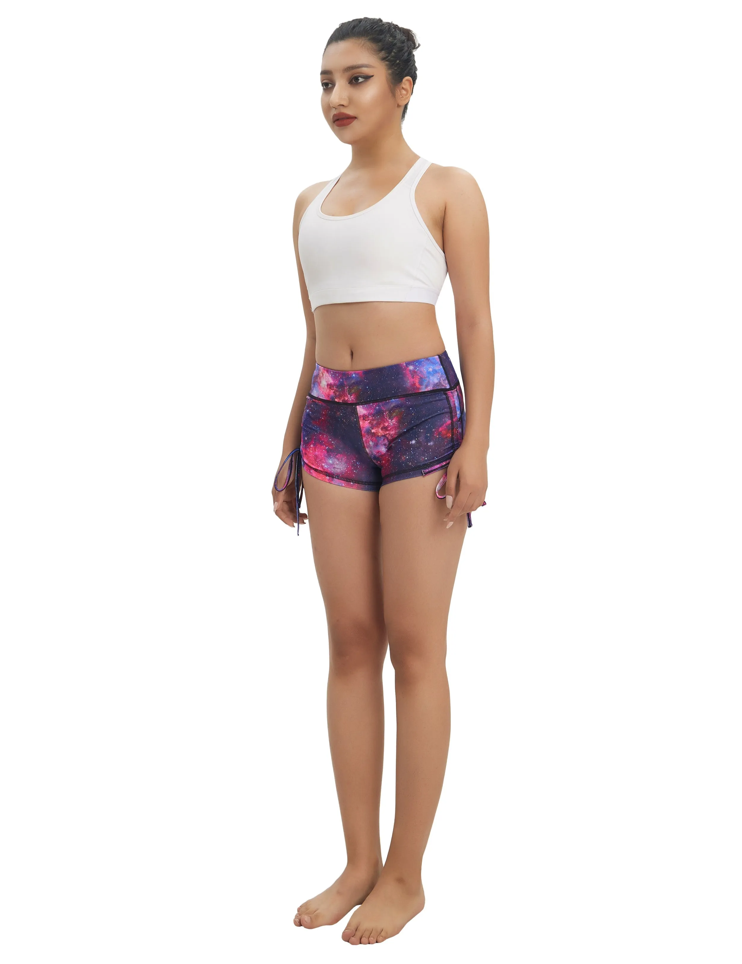 Printed Side Drawstring Hot Shorts galaxy_Plus Size
