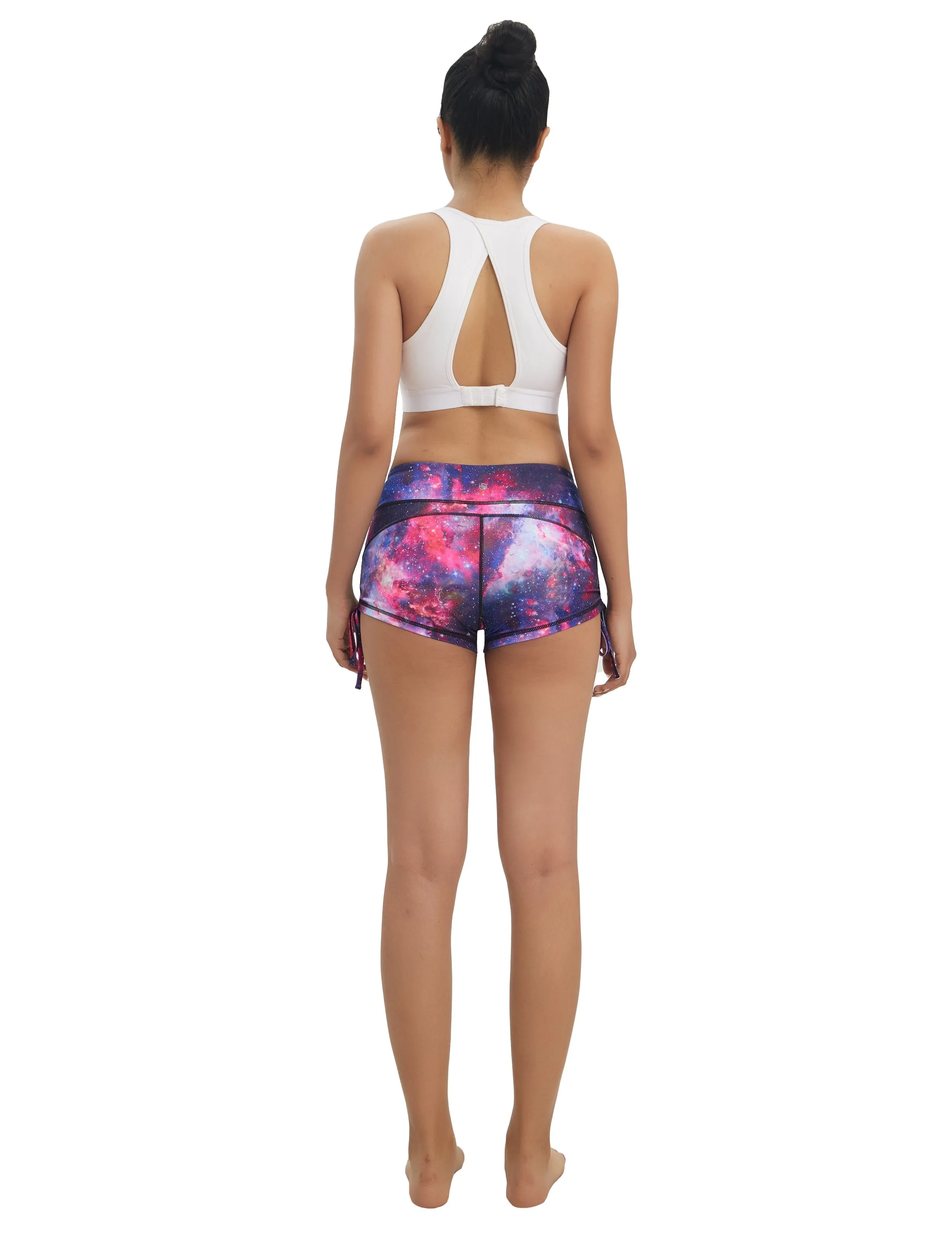 Printed Side Drawstring Hot Shorts galaxy_Plus Size
