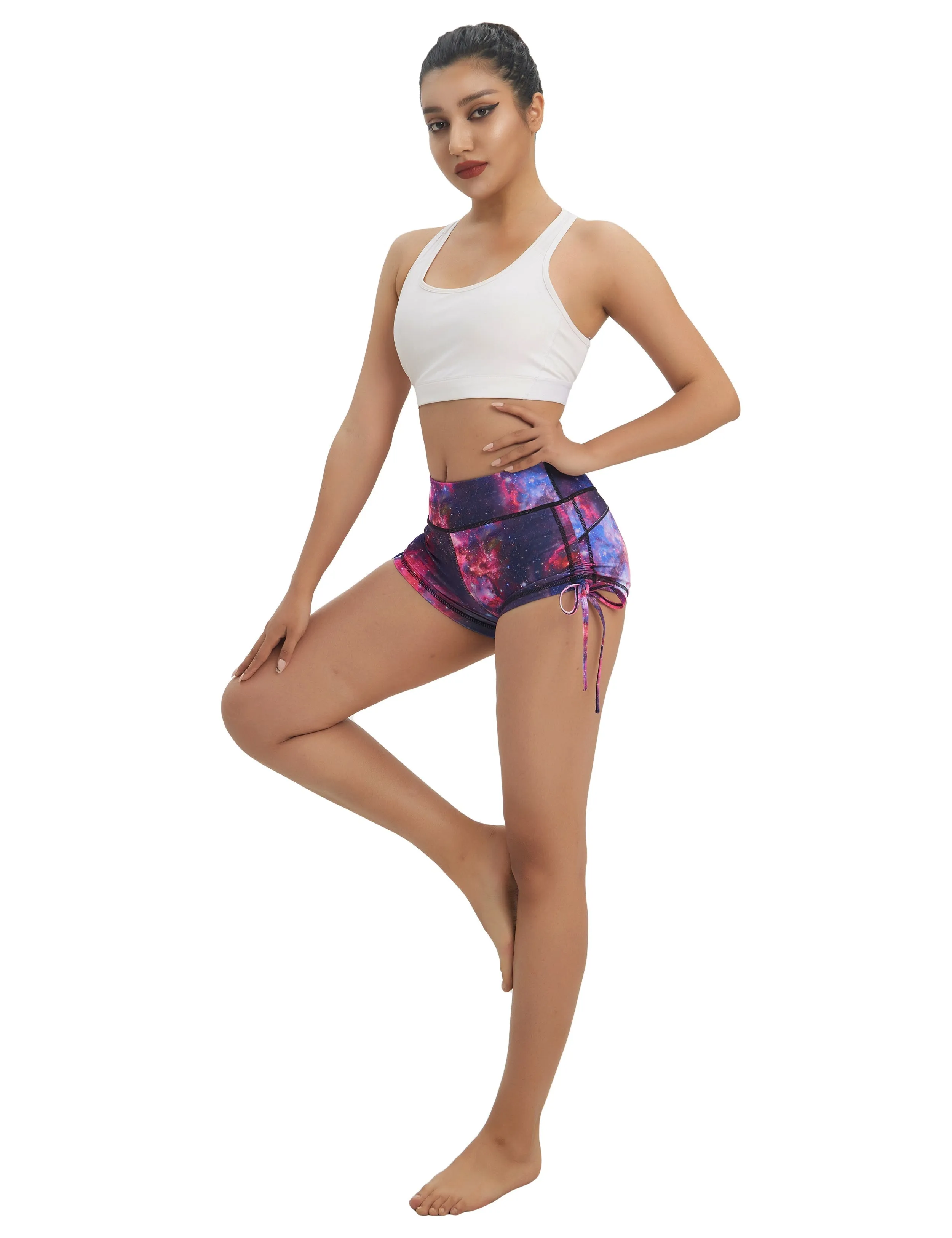 Printed Side Drawstring Hot Shorts galaxy_Plus Size