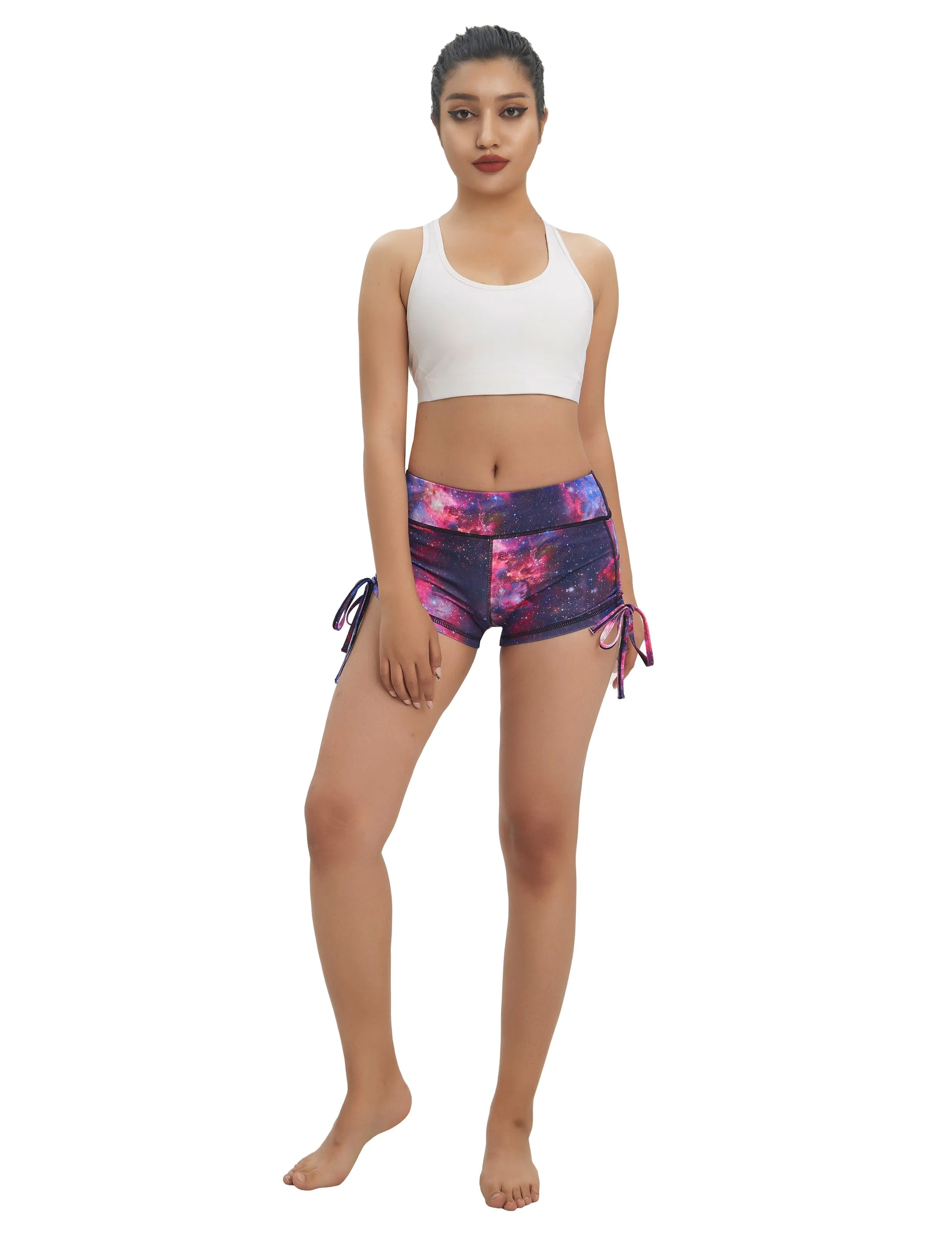 Printed Side Drawstring Hot Shorts galaxy_Plus Size