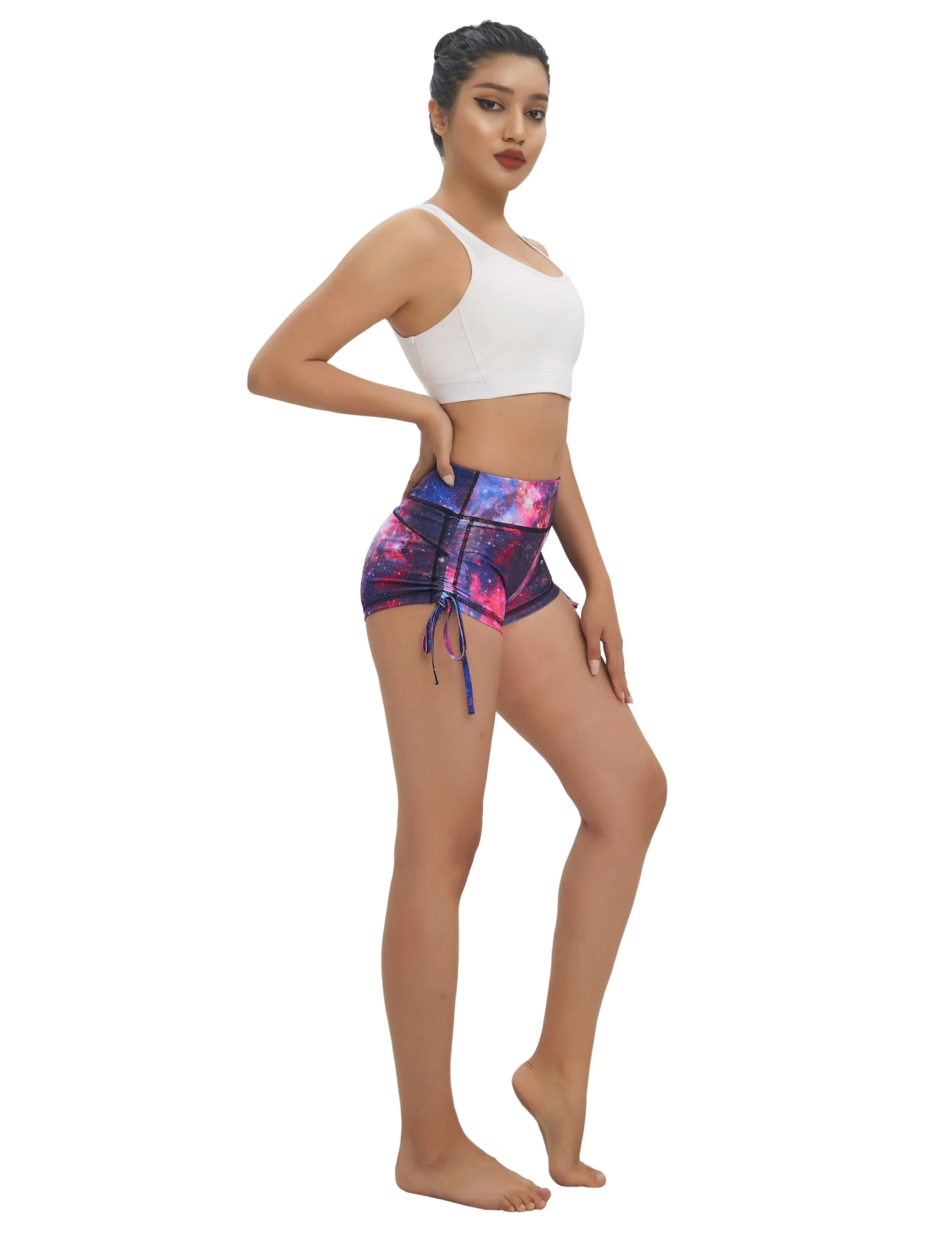 Printed Side Drawstring Hot Shorts galaxy_Plus Size