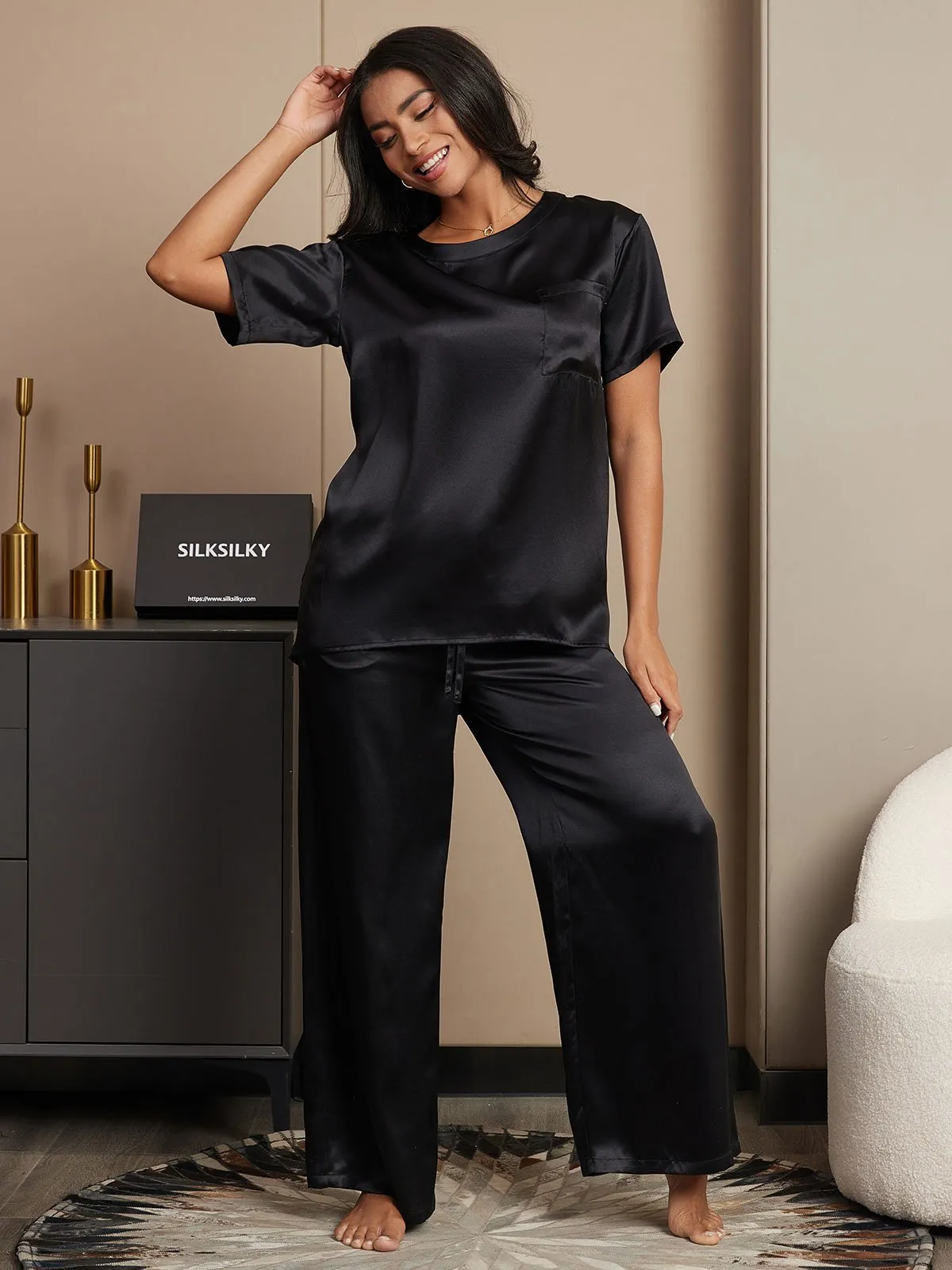 Pure Silk Short Sleeve Pajama Set