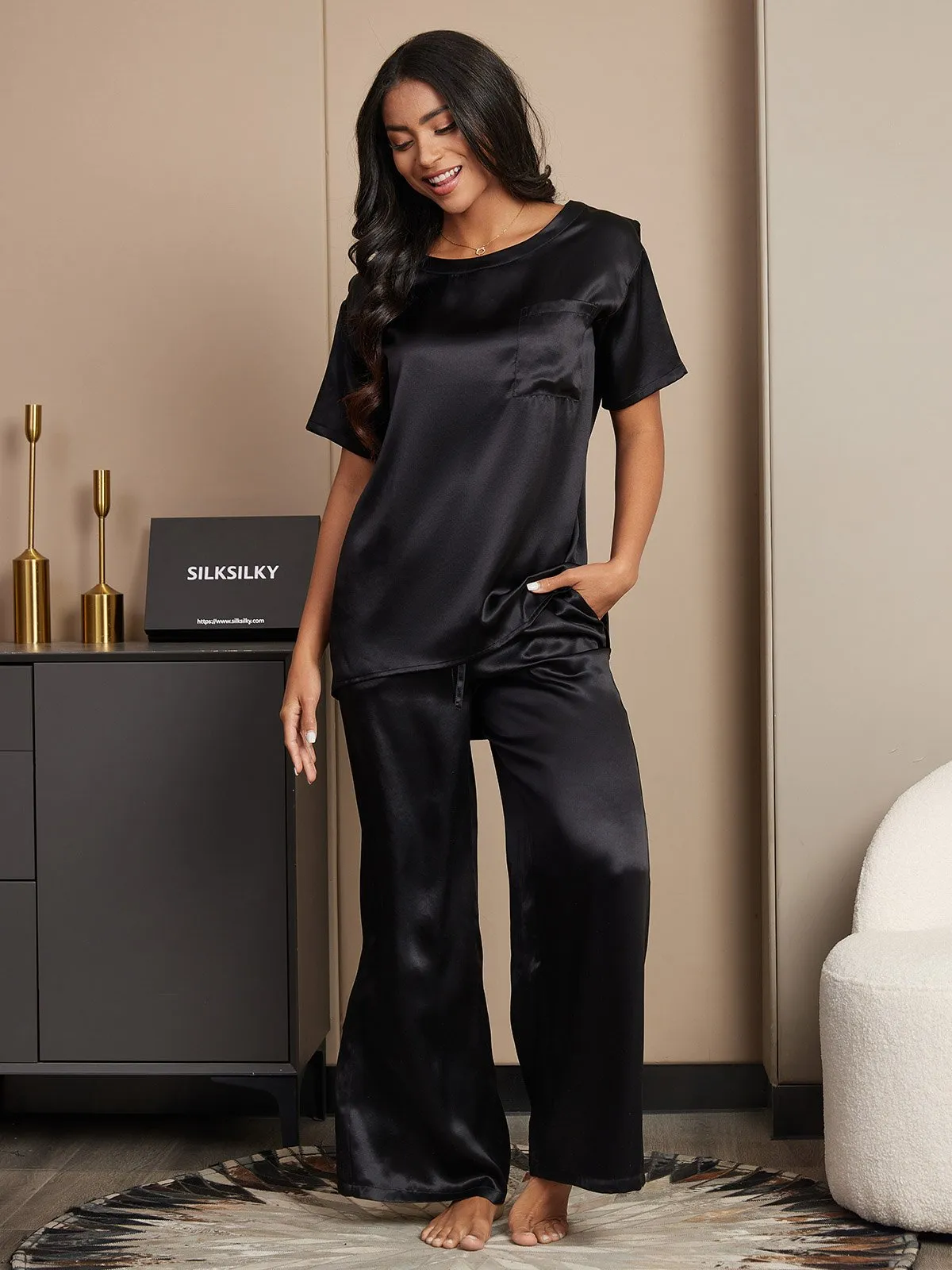 Pure Silk Short Sleeve Pajama Set