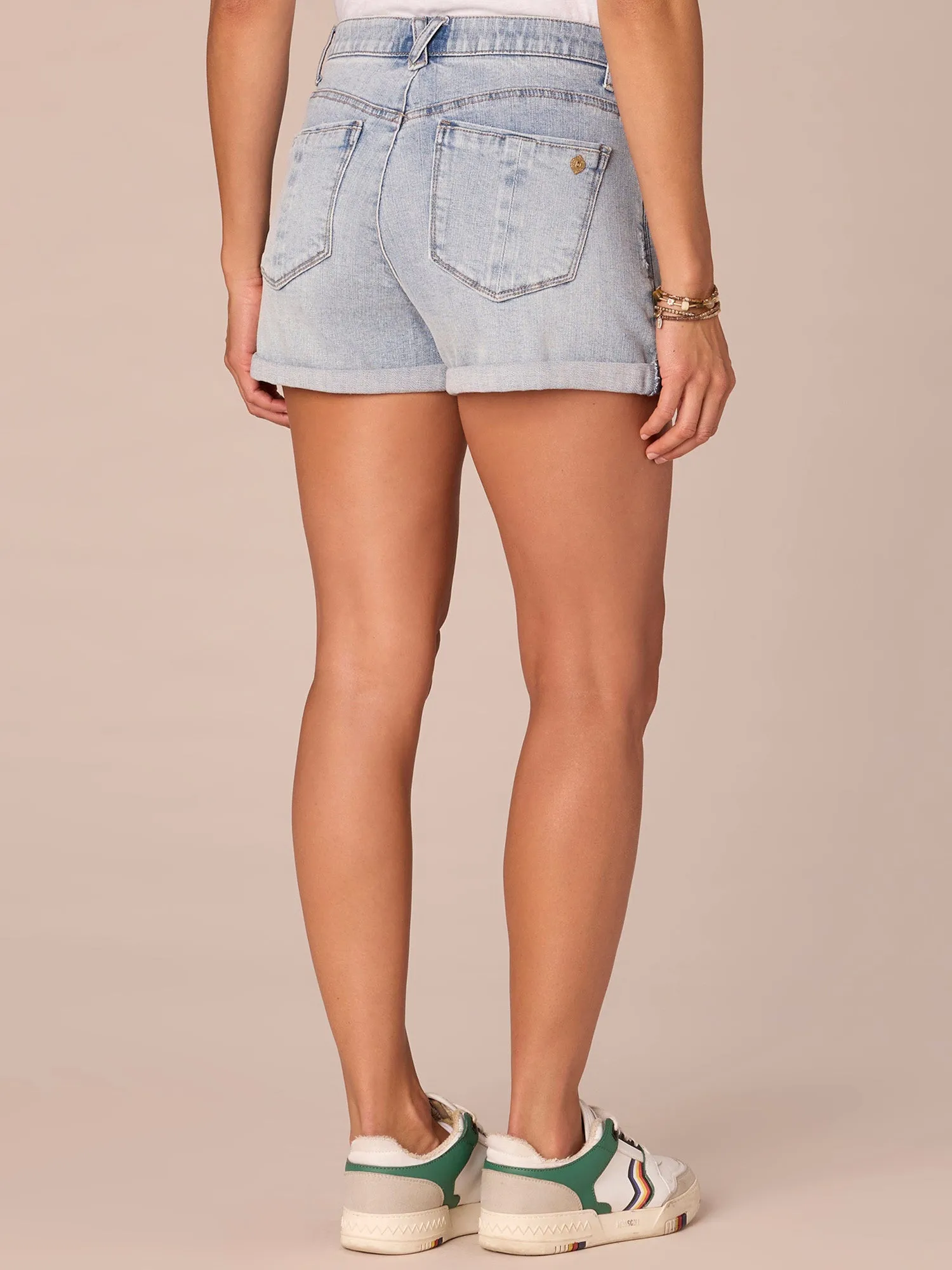 "Ab"solution Mid-Rise Shorts with Roll Cuff Hem