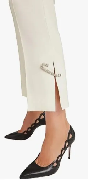 Rhinestone Pin Cropped Kerry Pants In Ivory
