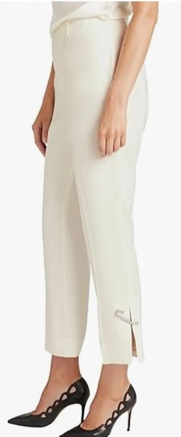 Rhinestone Pin Cropped Kerry Pants In Ivory