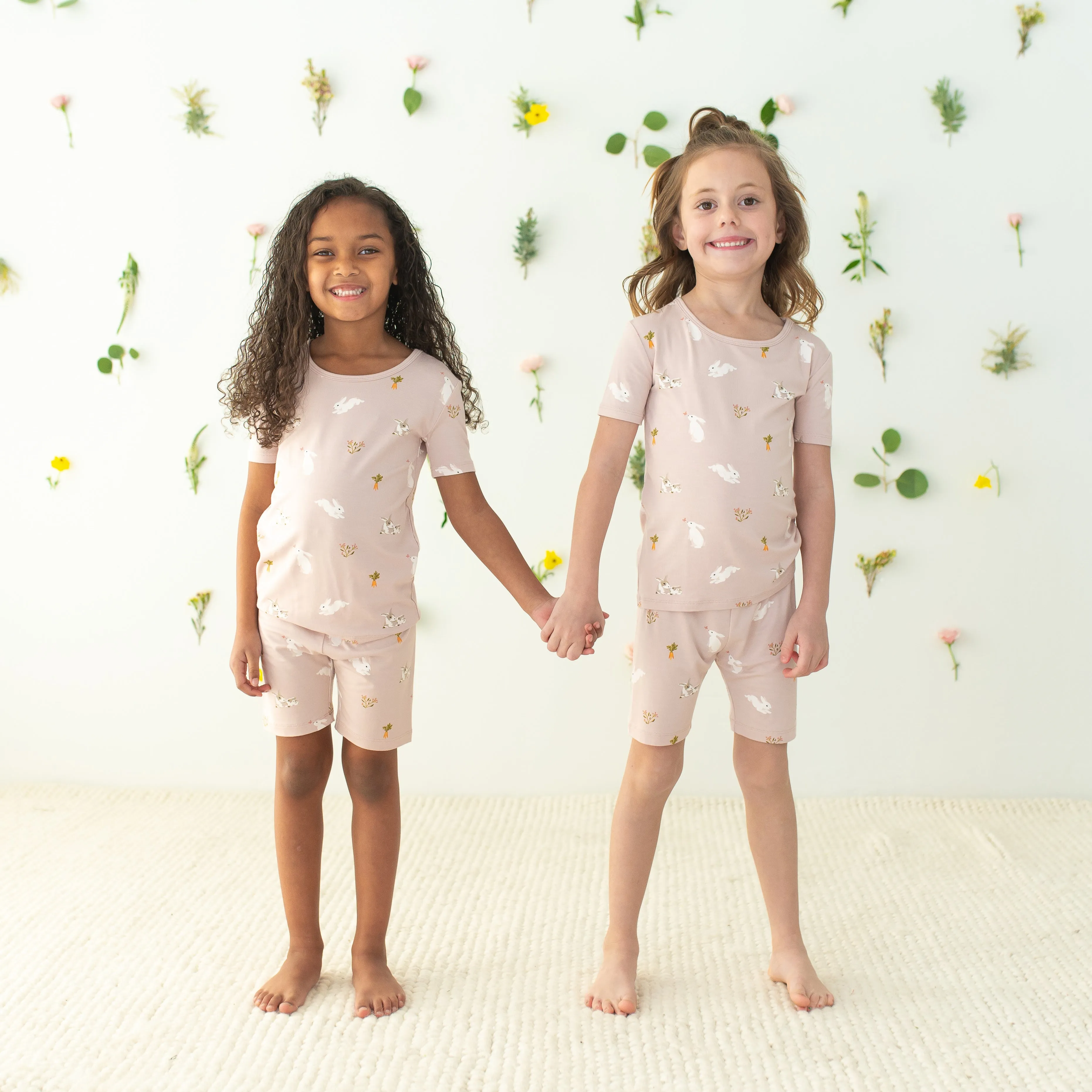 Short Sleeve Pajamas in Blush Rabbit