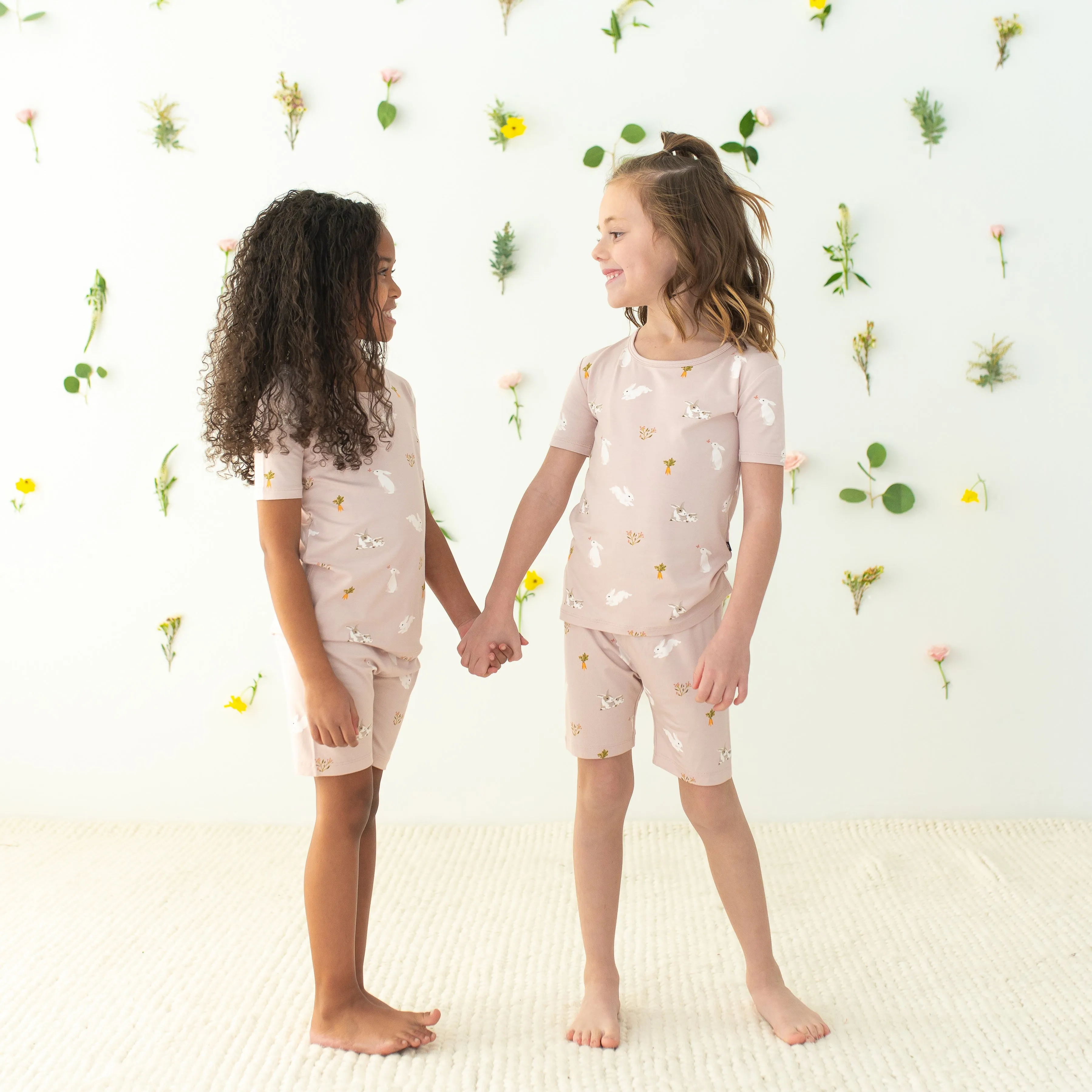 Short Sleeve Pajamas in Blush Rabbit