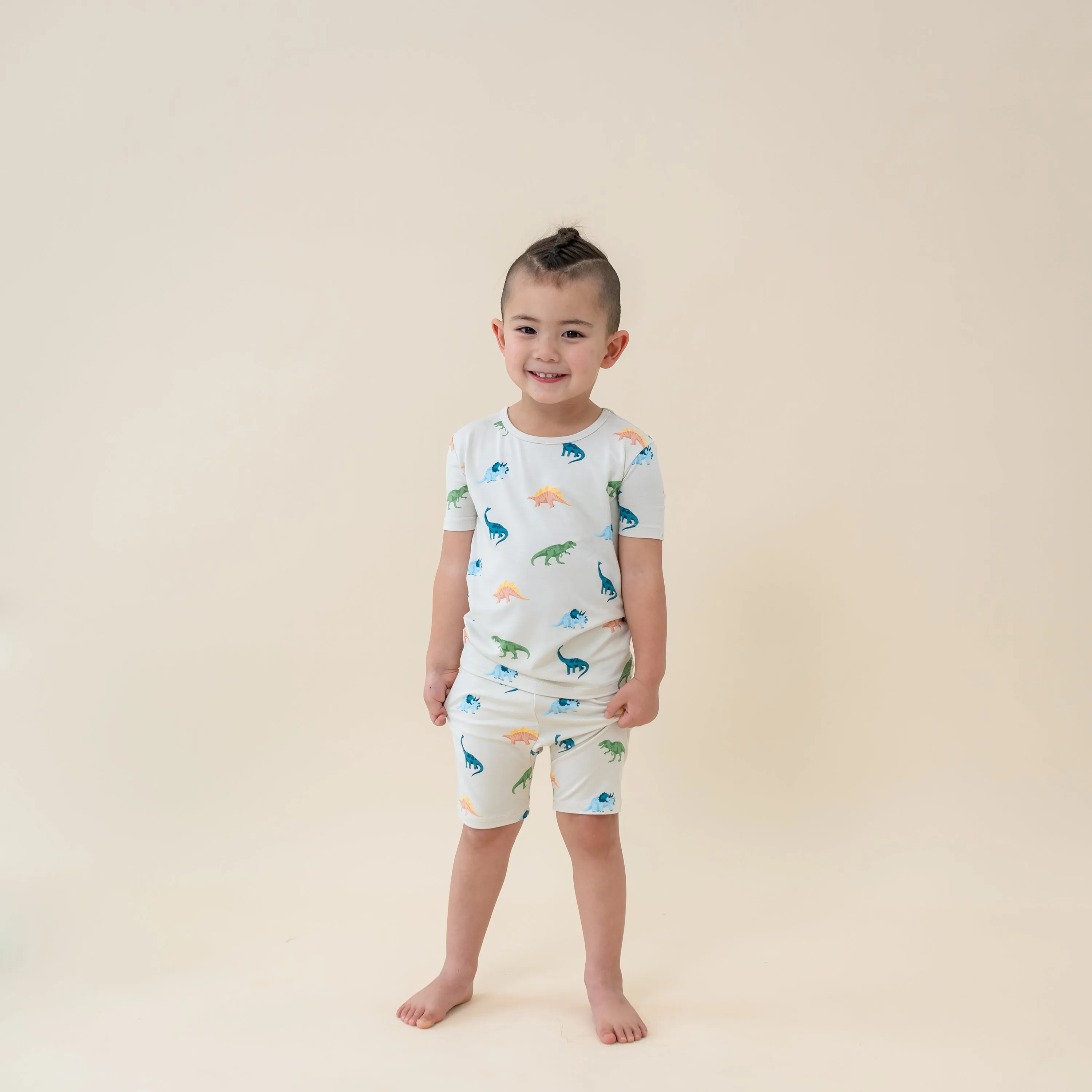 Short Sleeve Pajamas in Ecru Roar