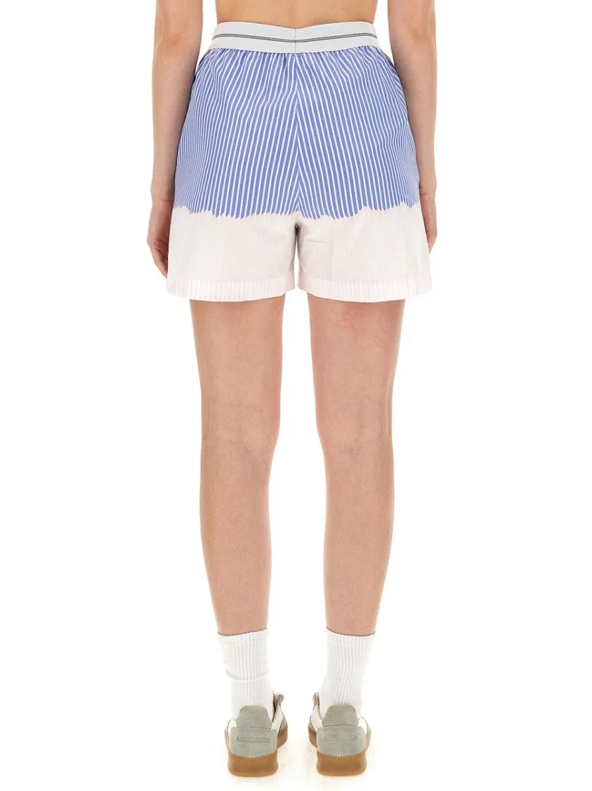 Shorts With Logo Band And Vertical Stripe Design