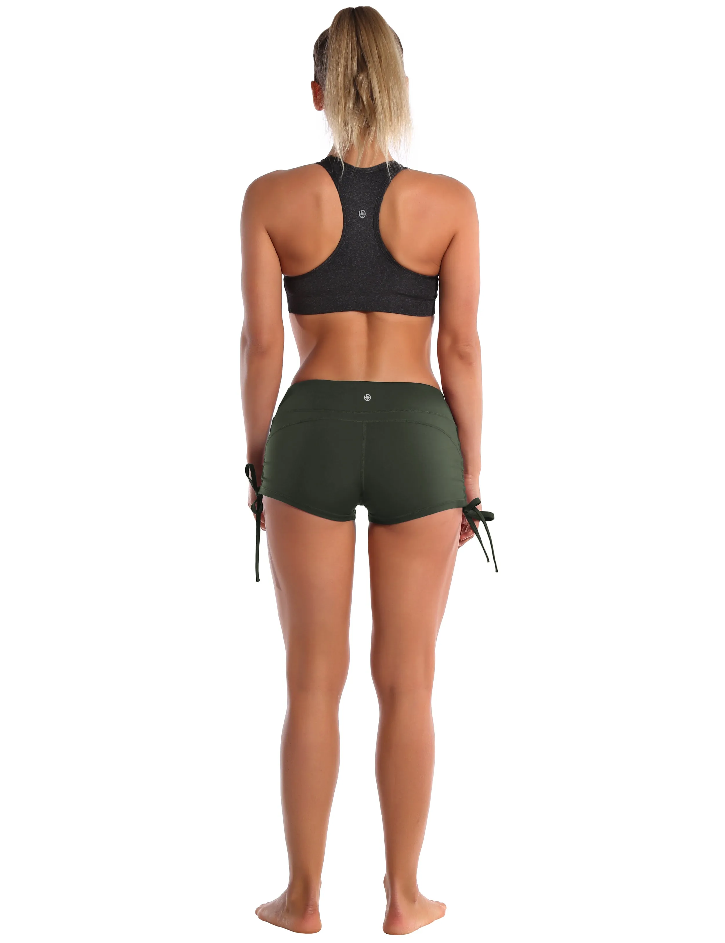 Side Drawstring Hot Shorts olivegray_Plus Size