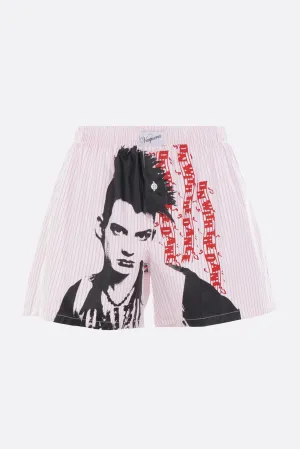 striped cotton shorts with print