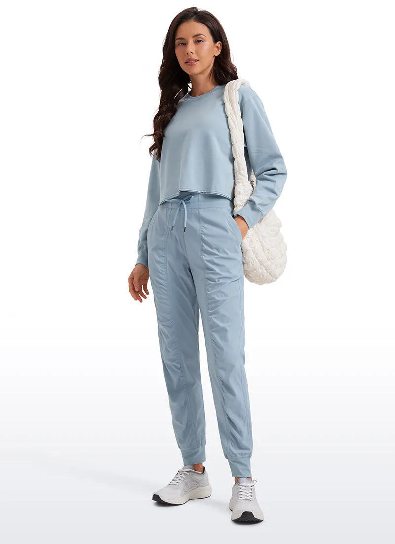 Striped Joggers with Pockets 28'' - Ruched