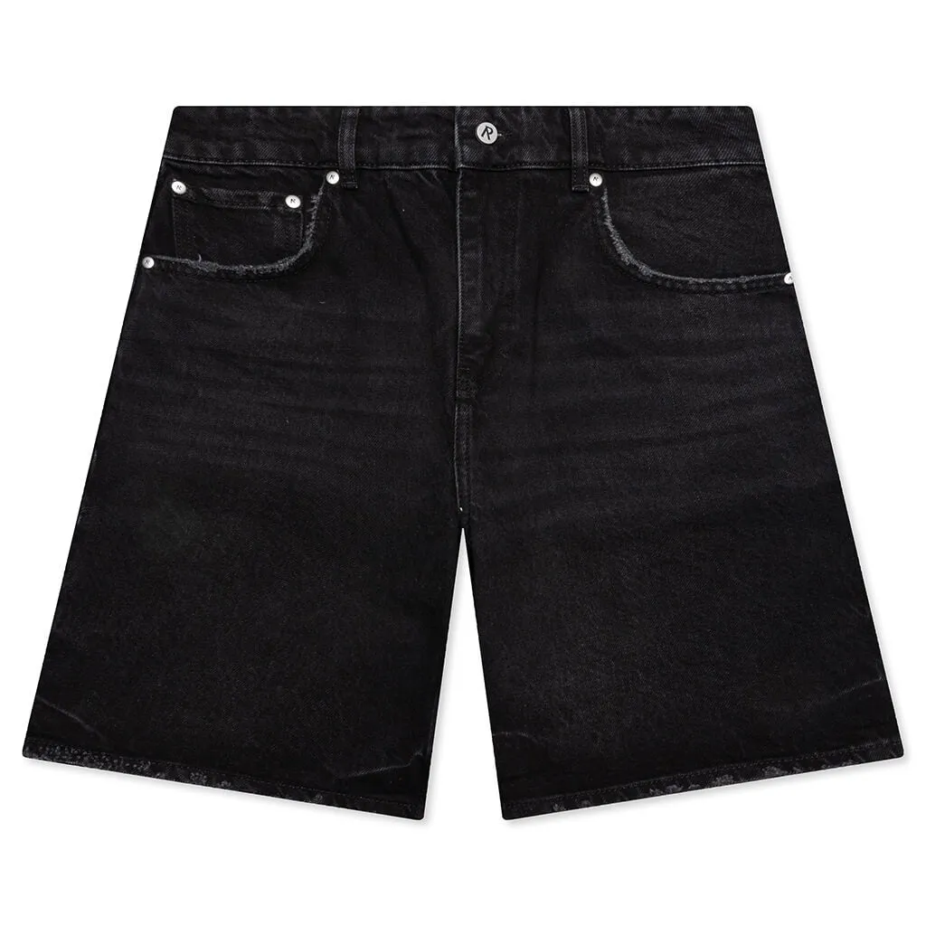 Tailored Denim Shorts - Black