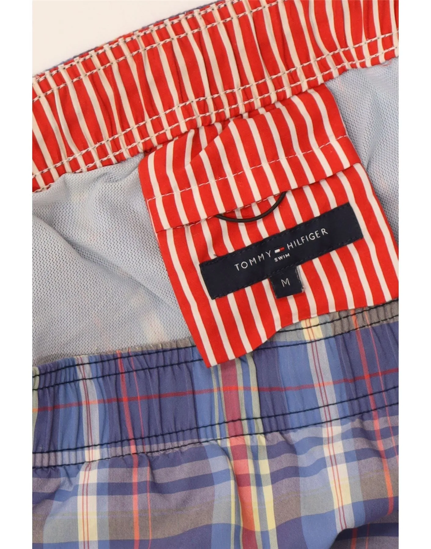 TOMMY HILFIGER Mens Swimming Shorts Medium  Blue Check Polyester