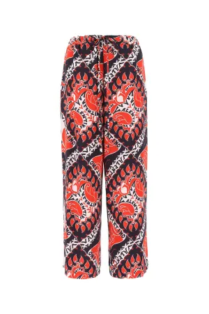 Valentino Logo Printed Drawstring Wide Leg Trousers