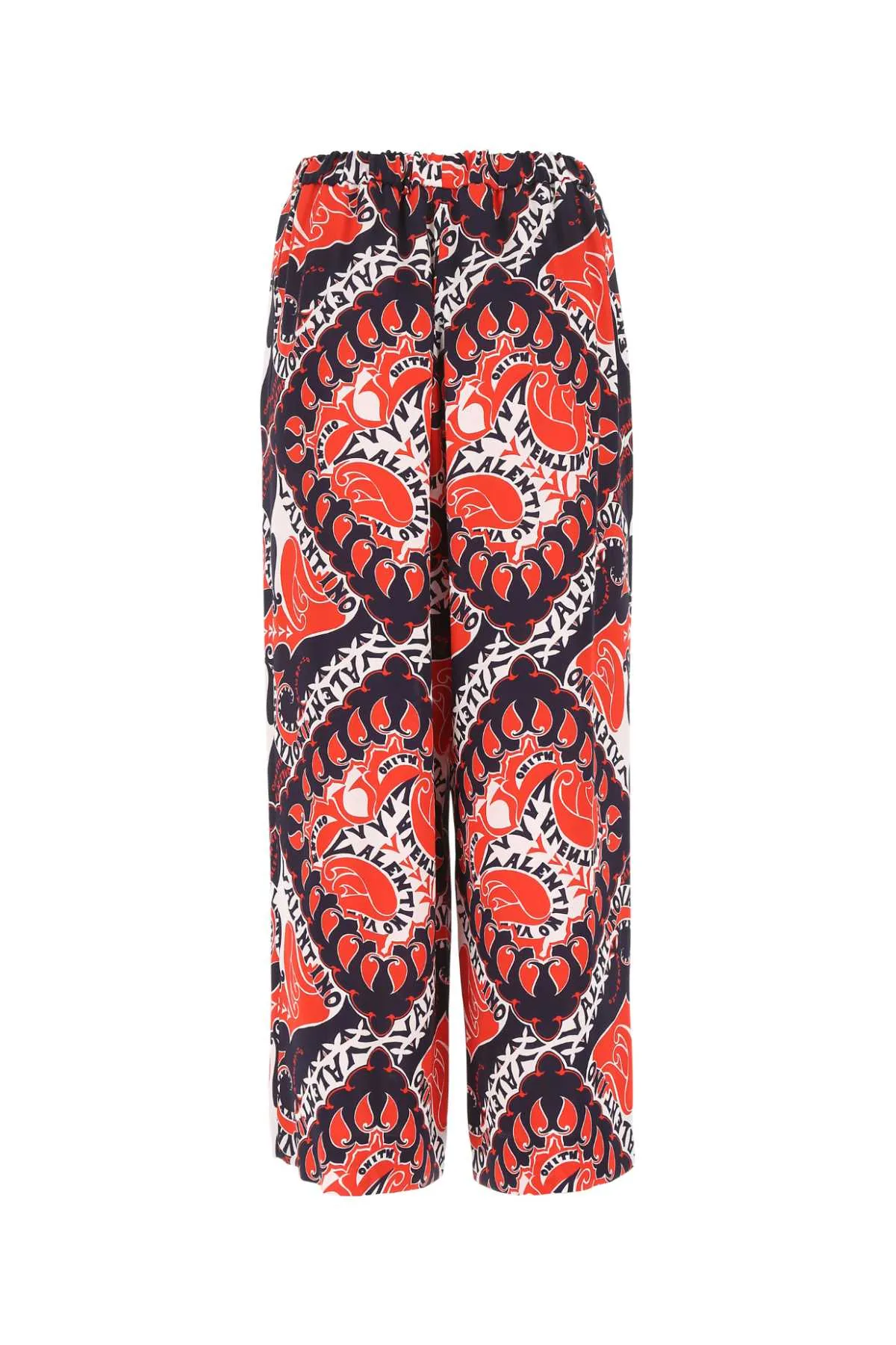 Valentino Logo Printed Drawstring Wide Leg Trousers