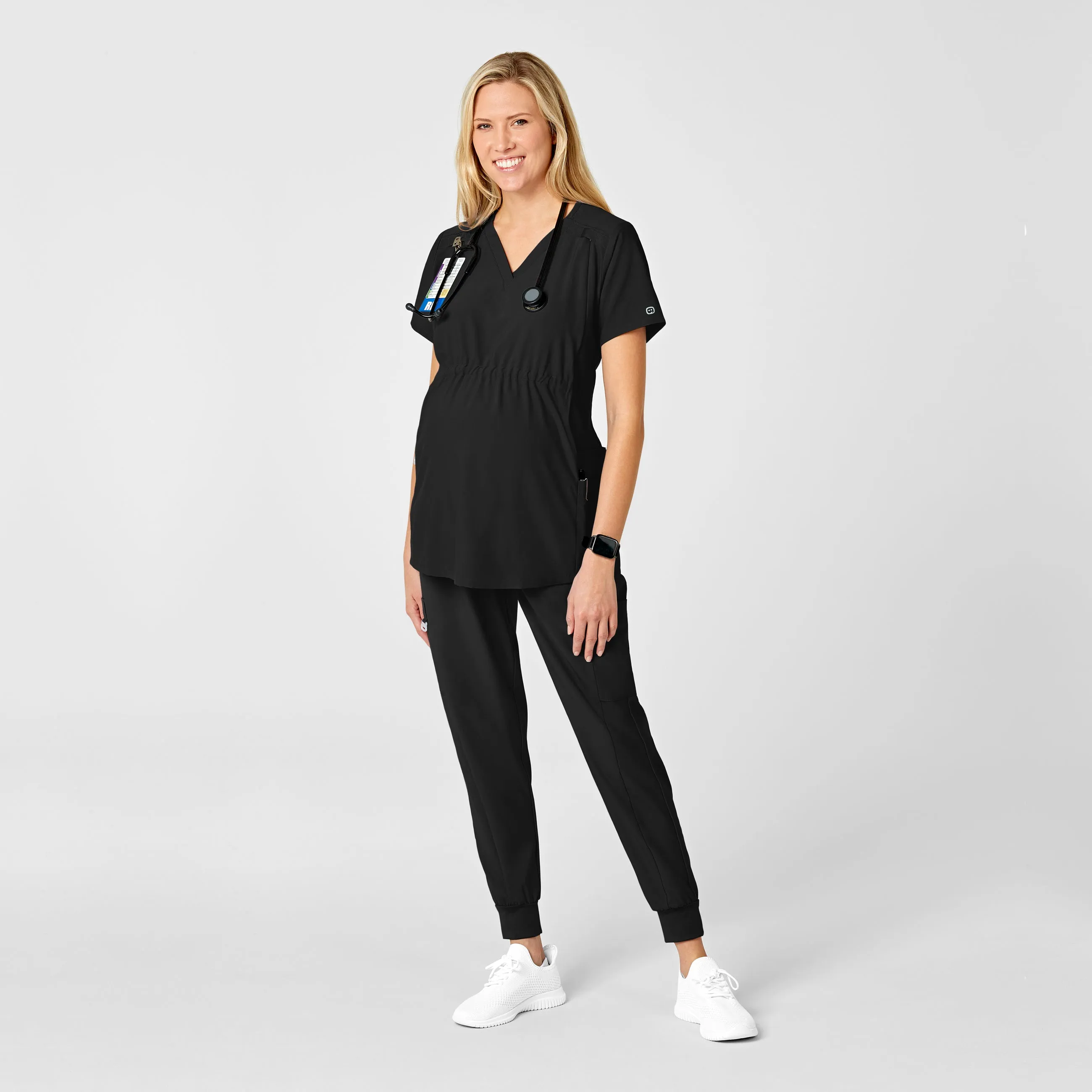 W123 Maternity Jogger Scrub Pant - Black