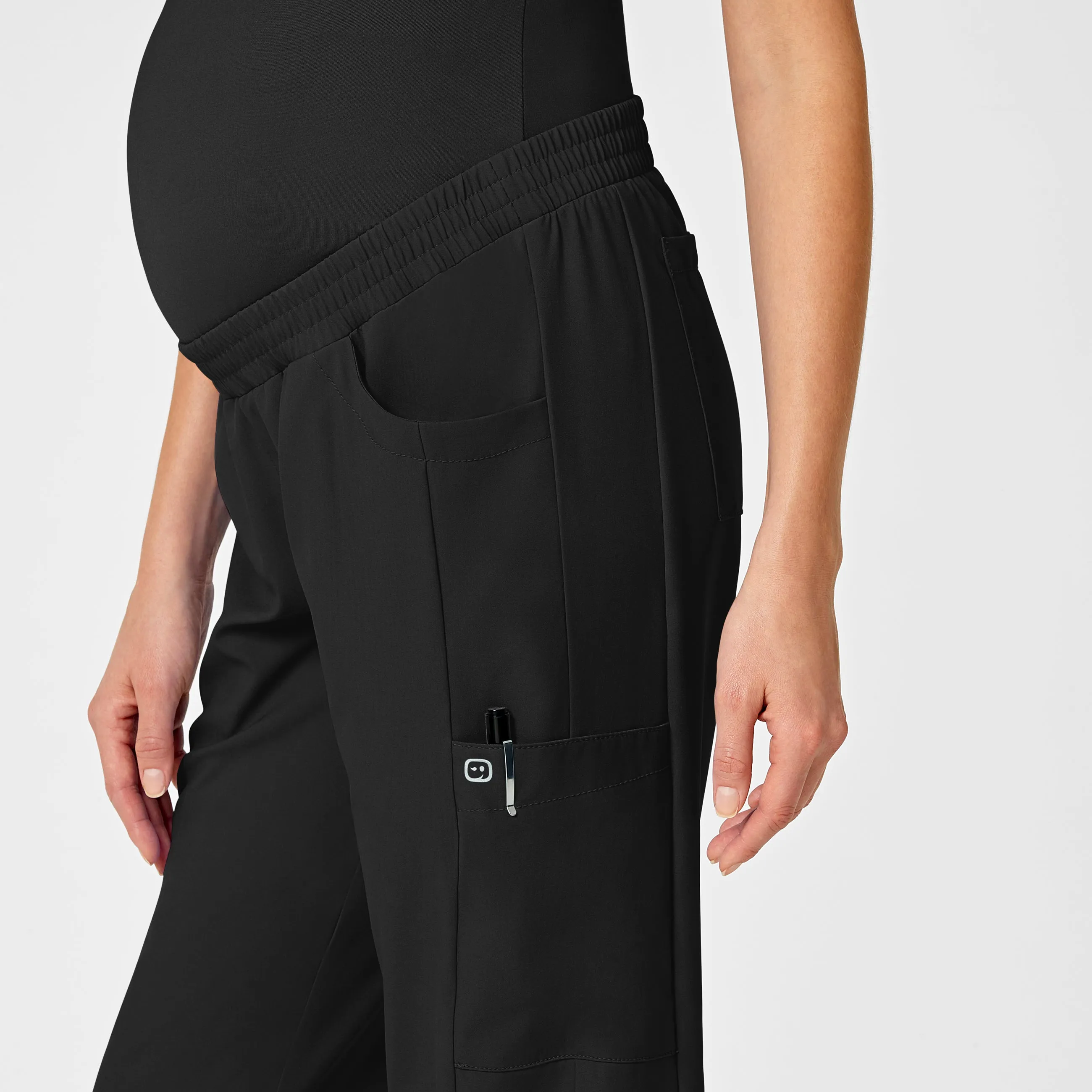 W123 Maternity Jogger Scrub Pant - Black