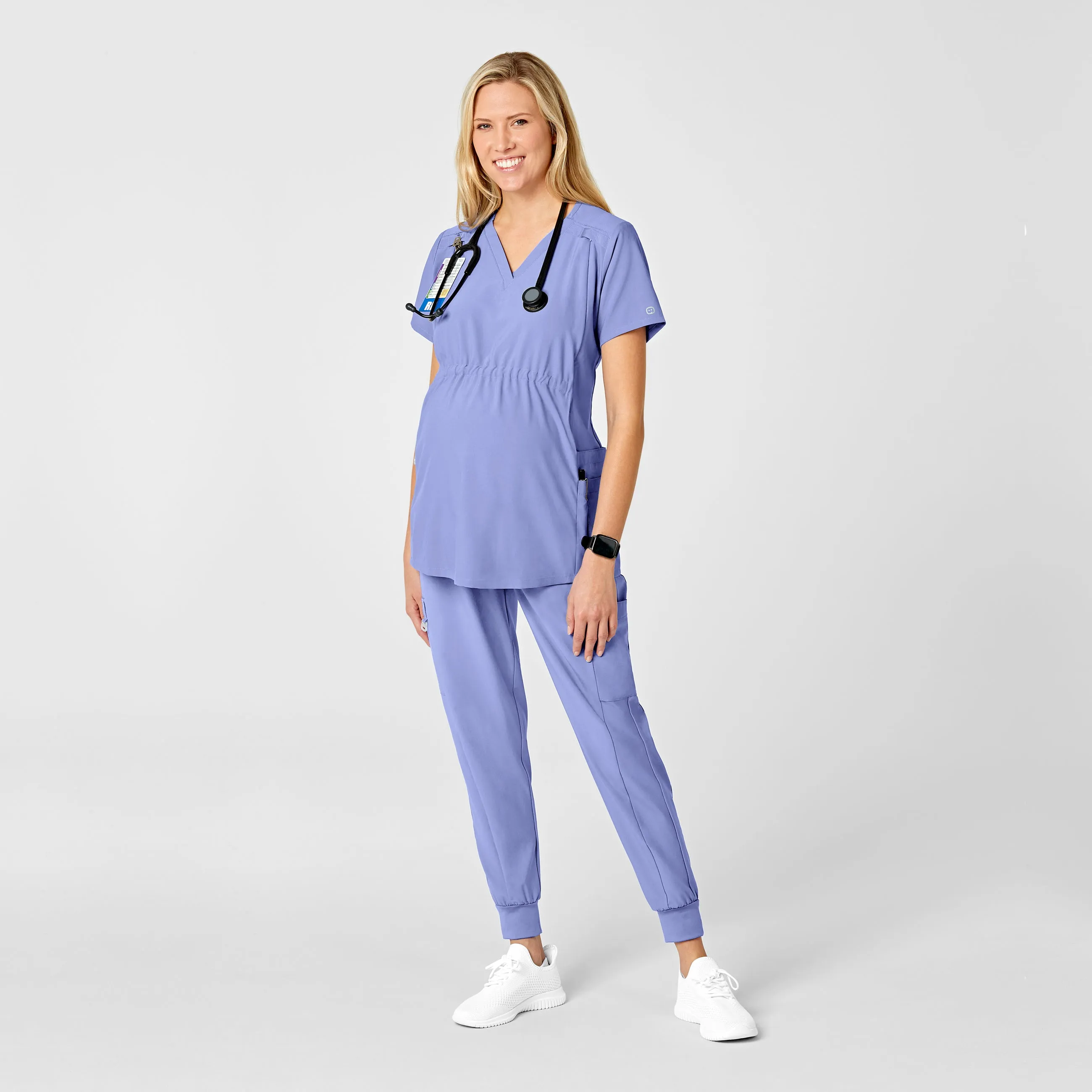W123 Maternity Jogger Scrub Pant - Ceil Blue