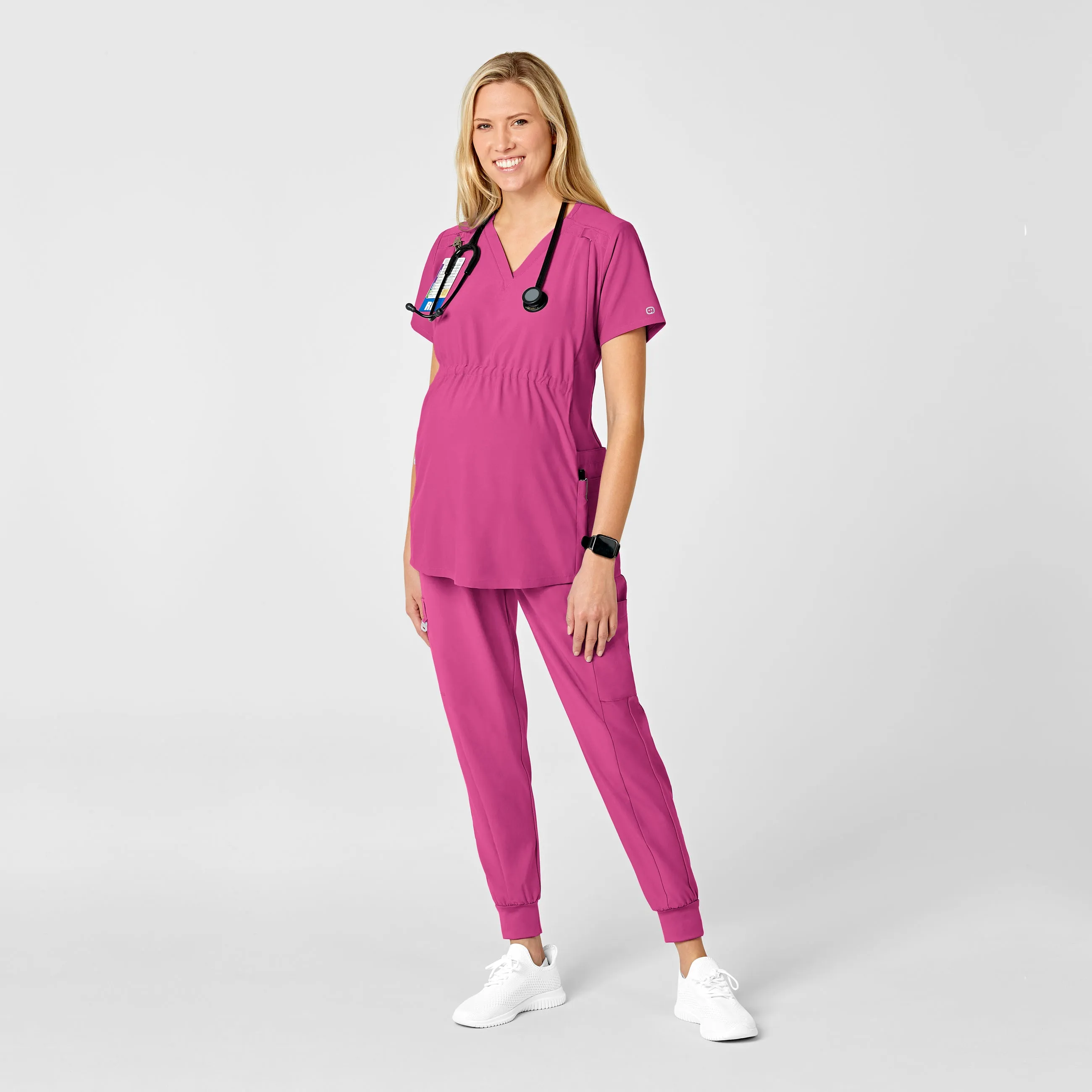 W123 Maternity Jogger Scrub Pant - Hot Pink