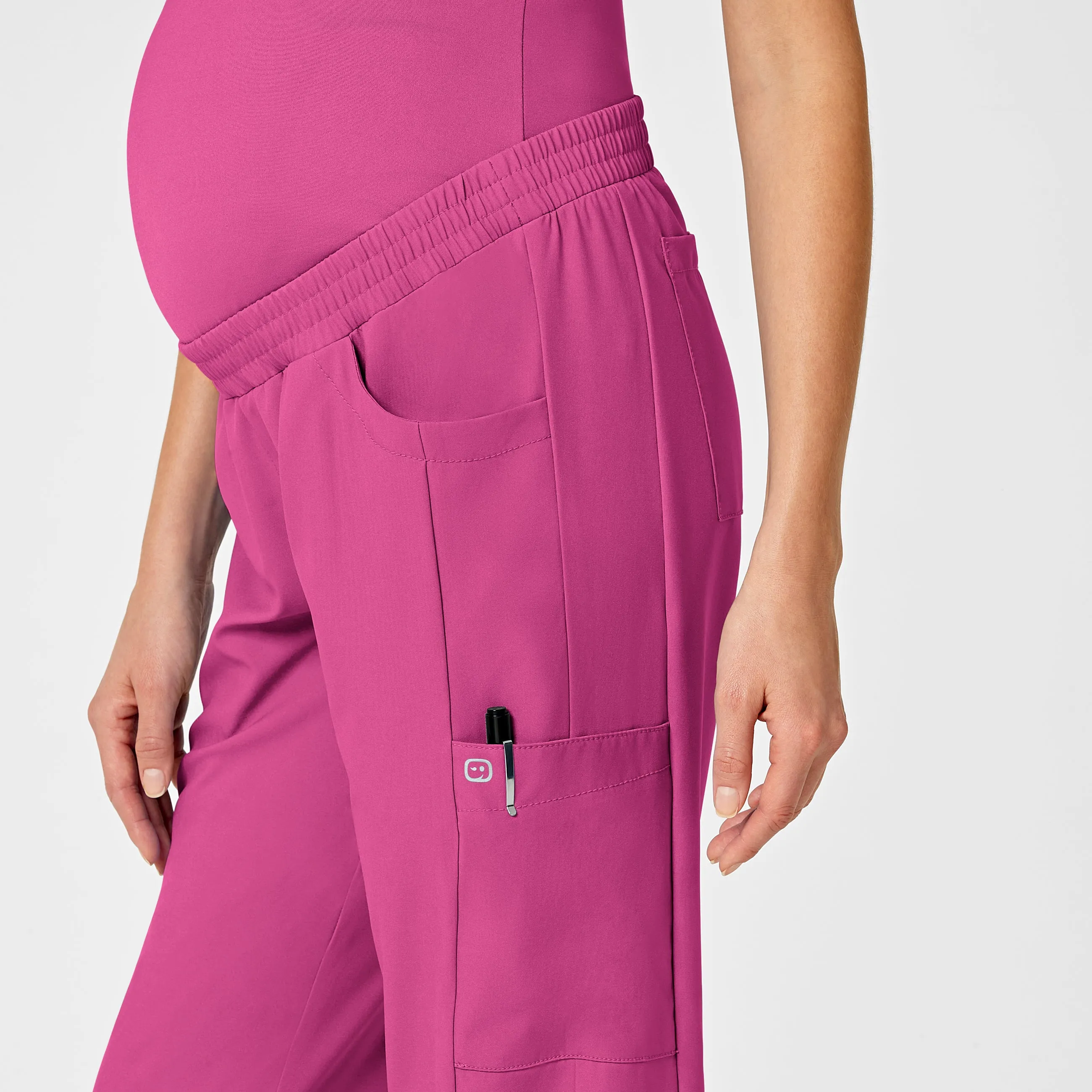 W123 Maternity Jogger Scrub Pant - Hot Pink