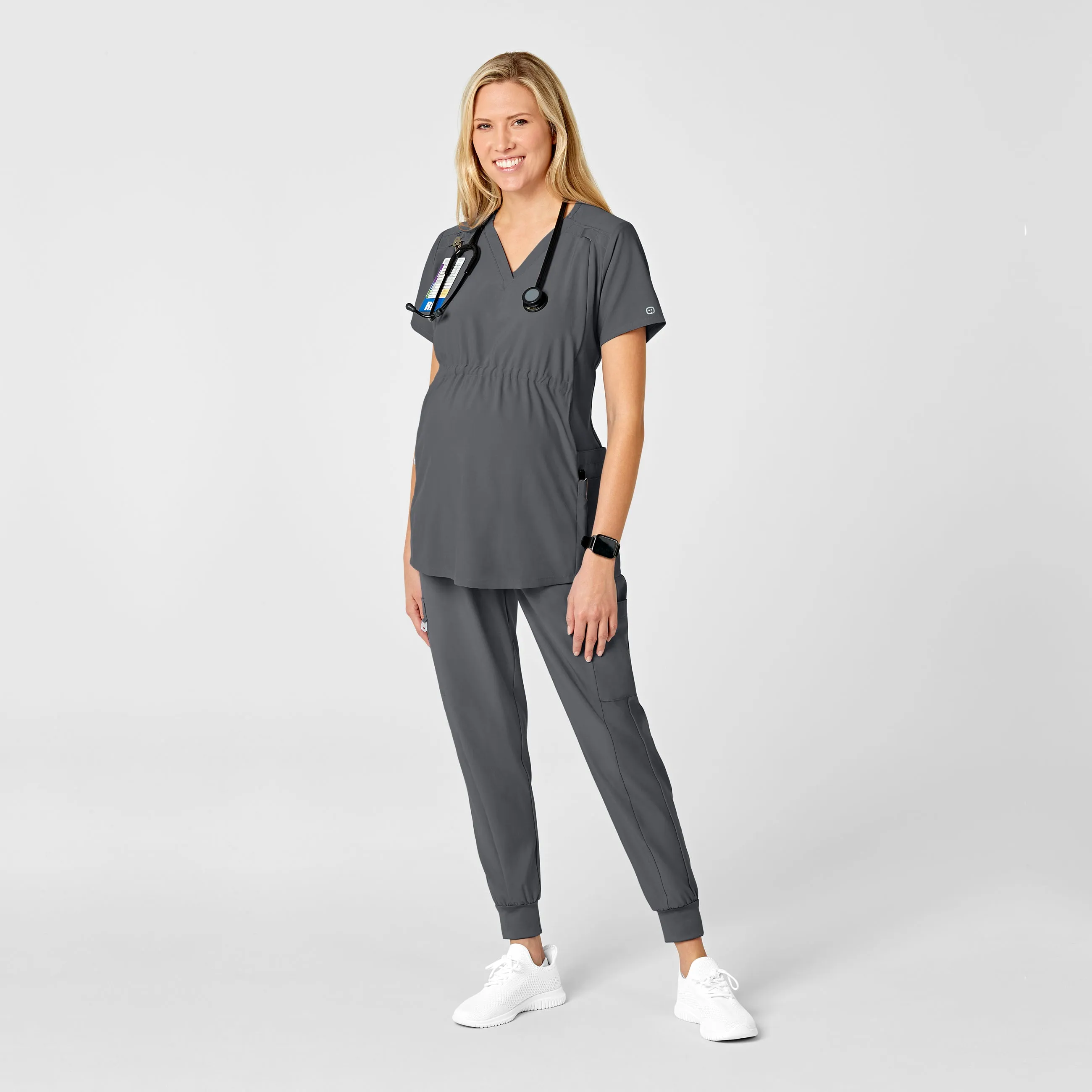 W123 Maternity Jogger Scrub Pant - Pewter