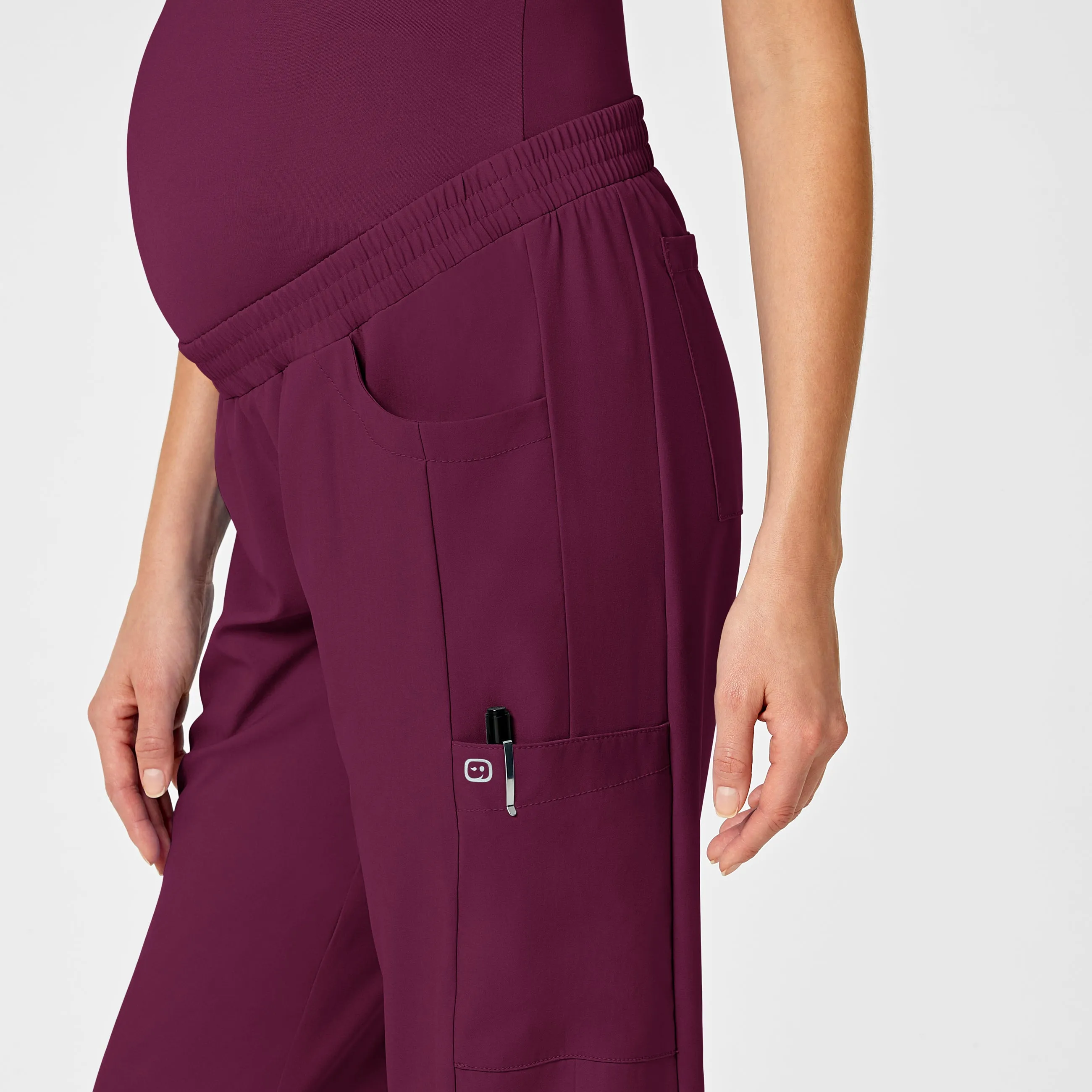 W123 Maternity Jogger Scrub Pant - Wine