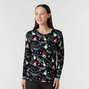 Women's All-over Print Silky Tee - Gnome Alone Black