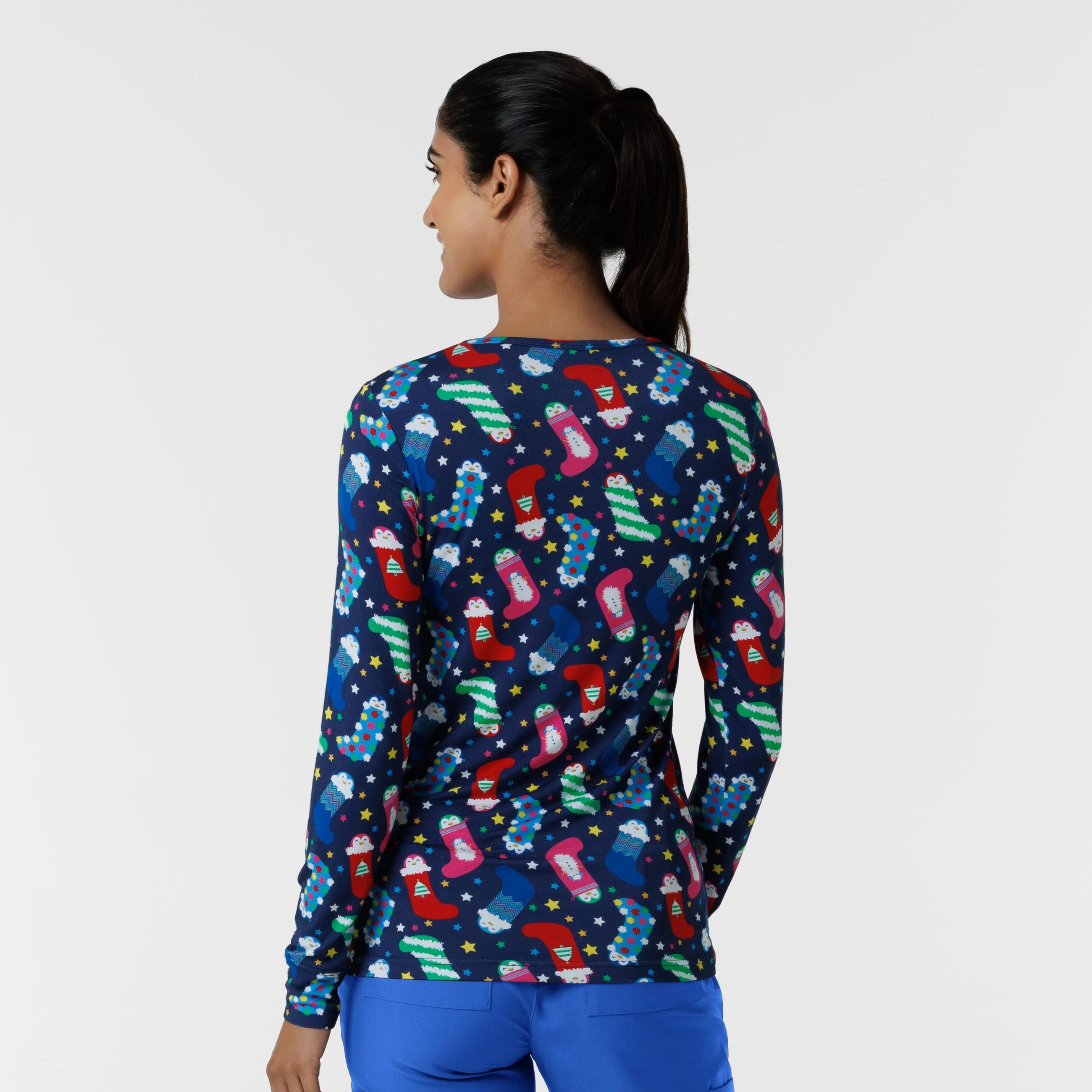 Women's All-over Print Silky Tee - Penguin Pals Navy