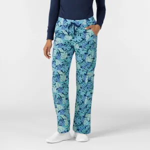 Women's Printed Double Cargo Scrub Pant - Breezy Palms