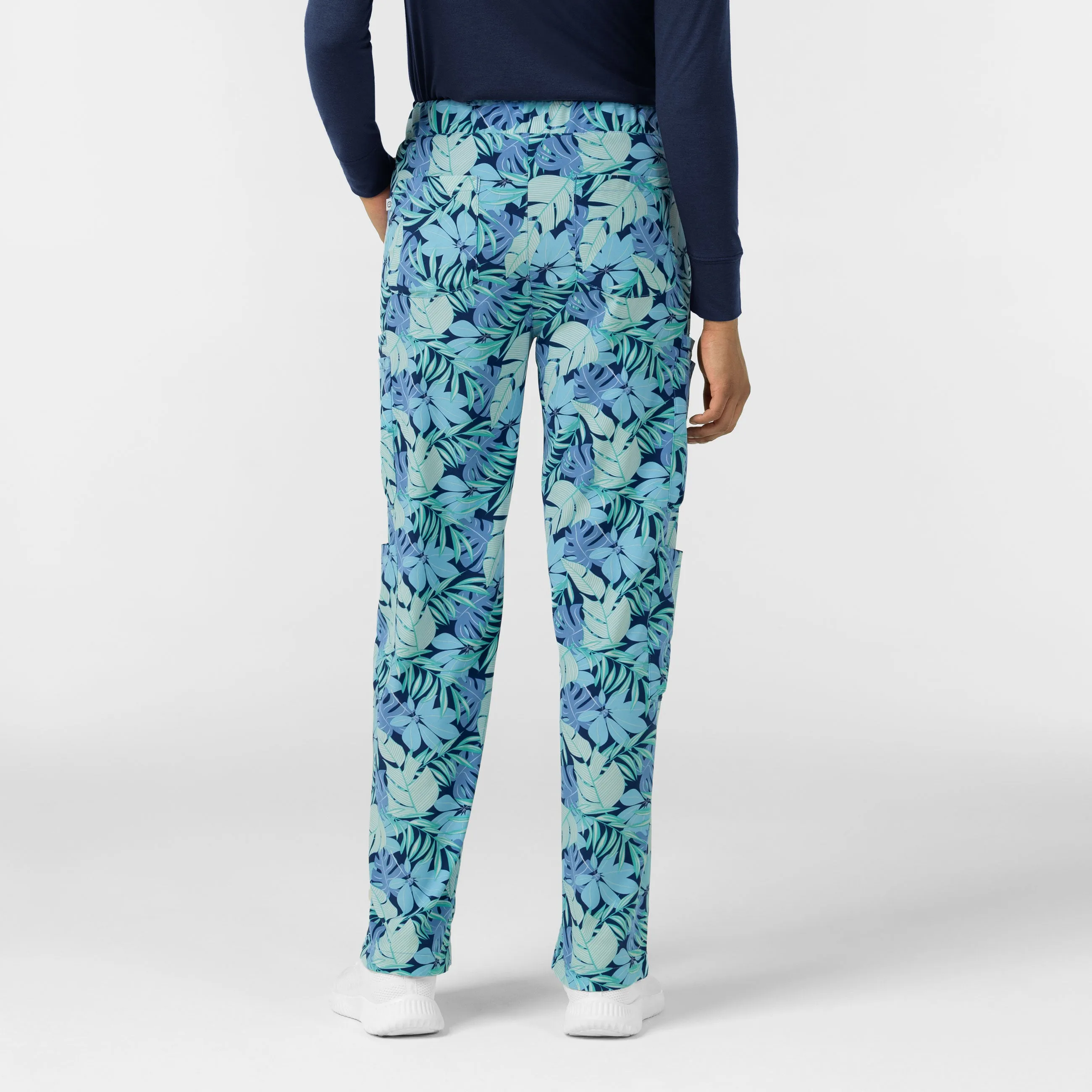 Women's Printed Double Cargo Scrub Pant - Breezy Palms