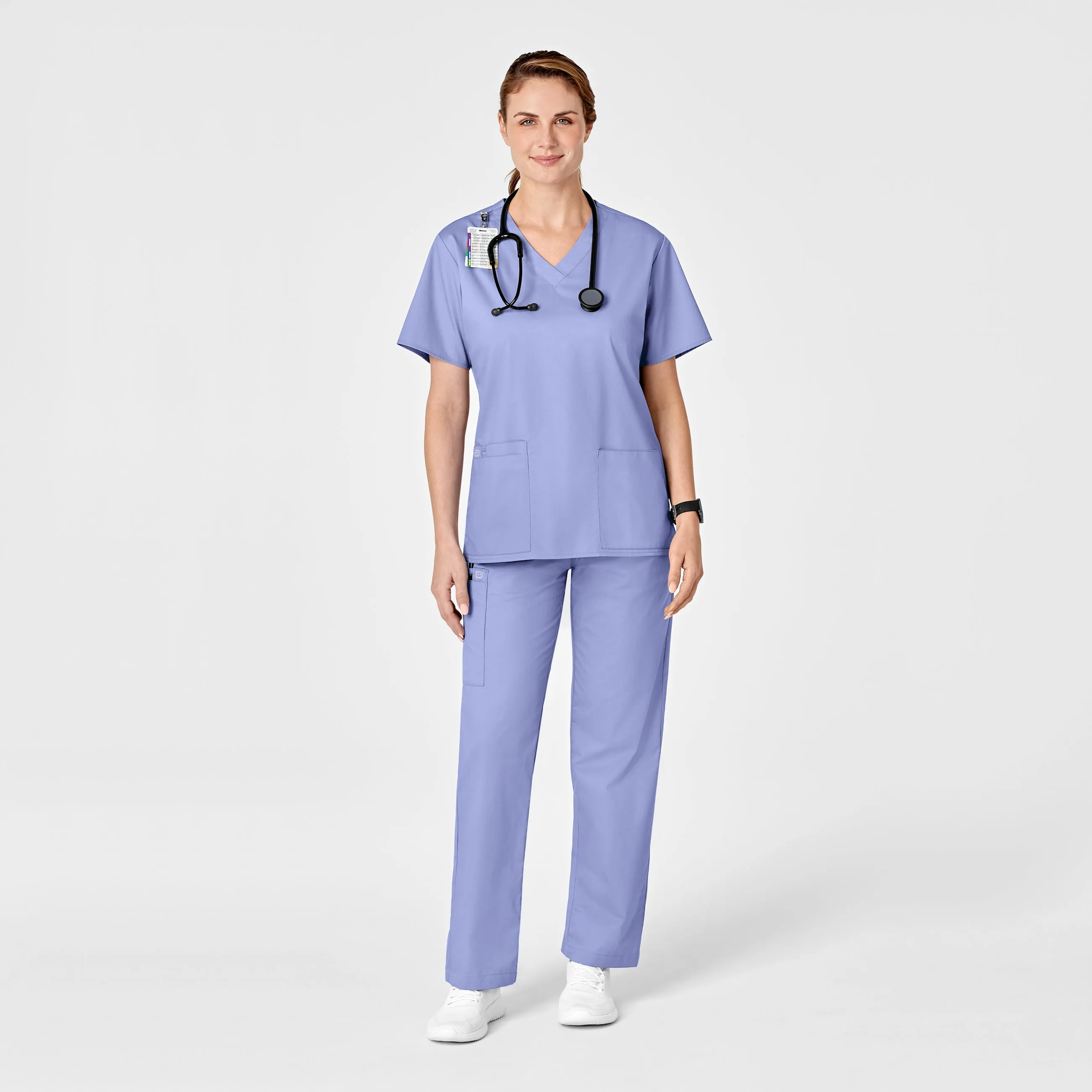 WonderWORK Women's Pull-On Cargo Scrub Pant - Ceil Blue