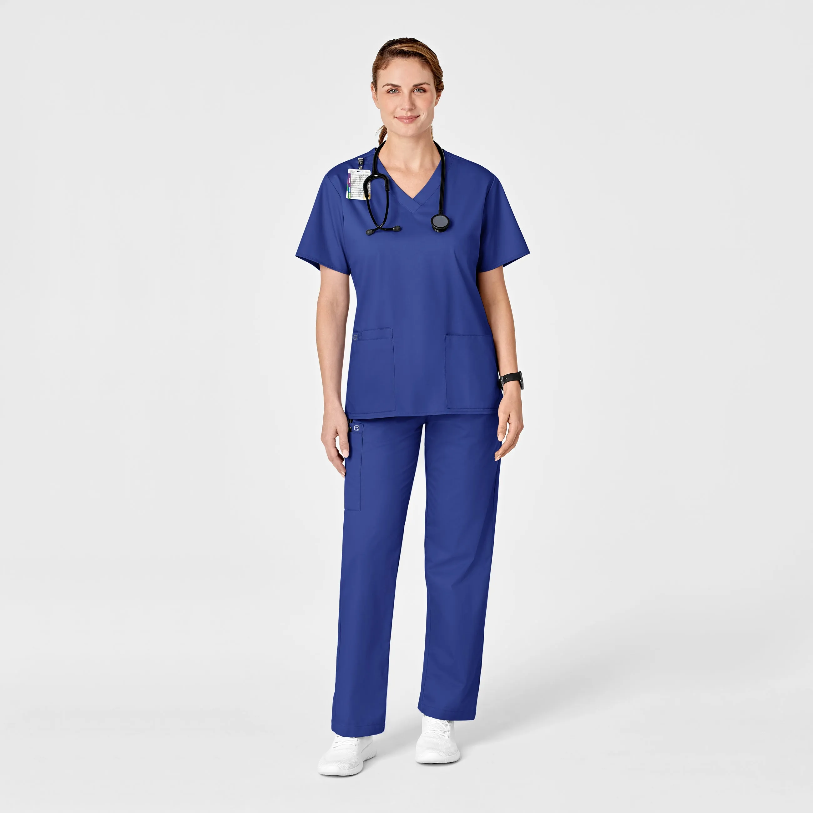 WonderWORK Women's Pull-On Cargo Scrub Pant - Galaxy Blue